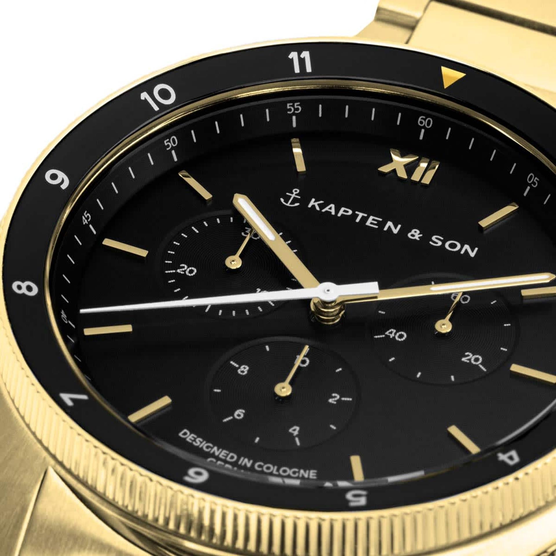 Kapten & Son Uhr Rise Gold Black Steel 43mm