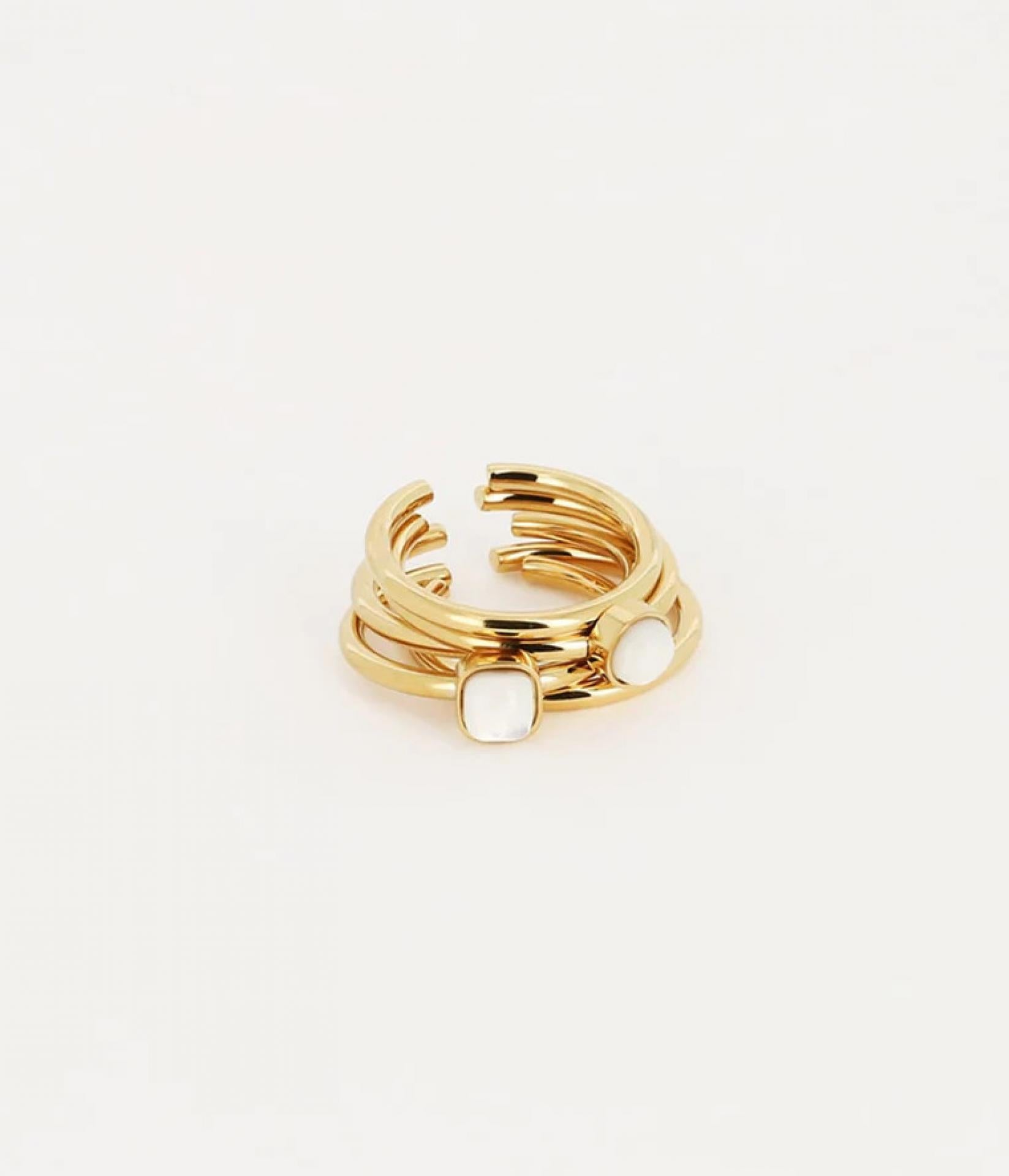 Zag Bijoux Ring Cassandra gold dreifach mit schwarzen Onyc