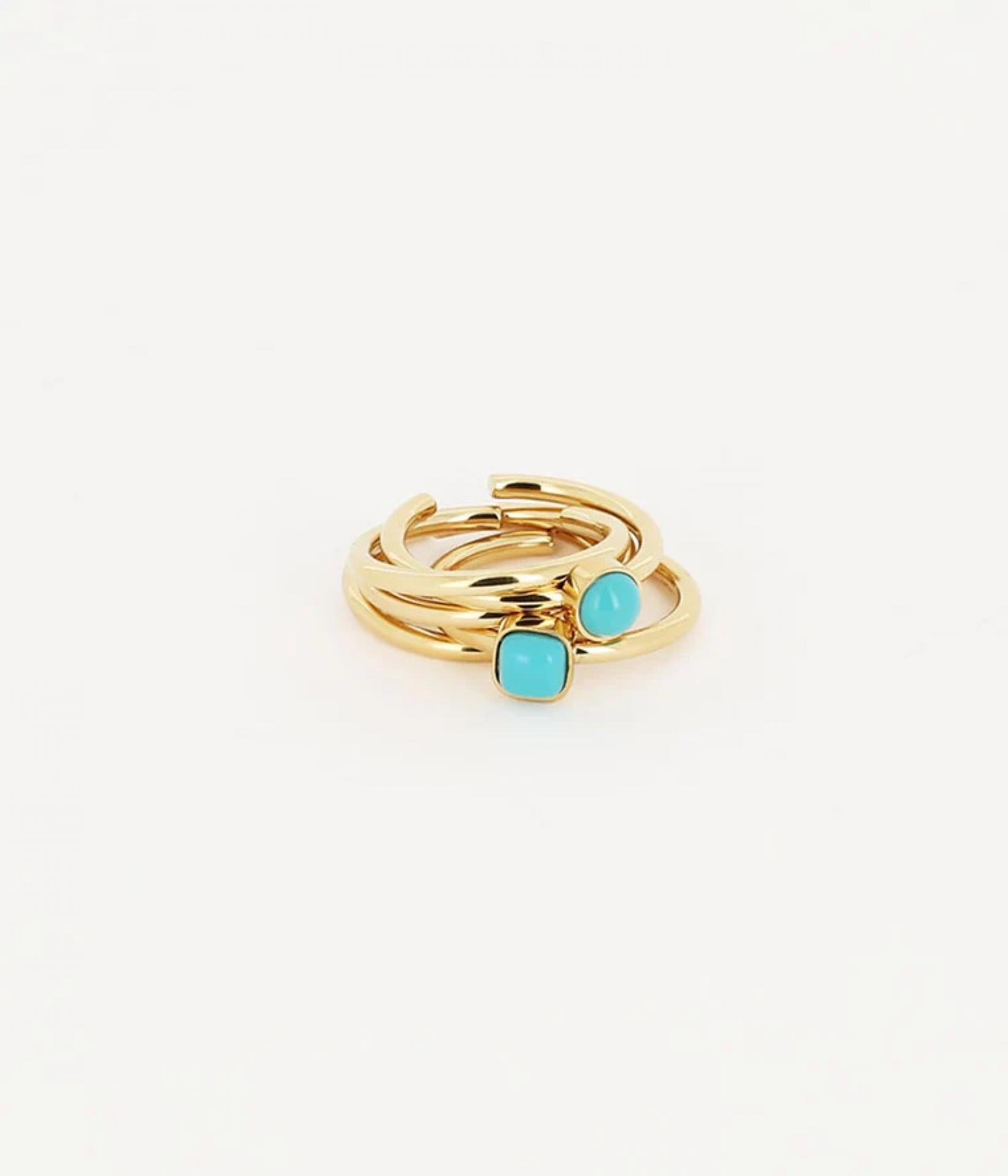 Zag Bijoux Ring Cassandra gold dreifach mit Afrikanischen Türkis Stein