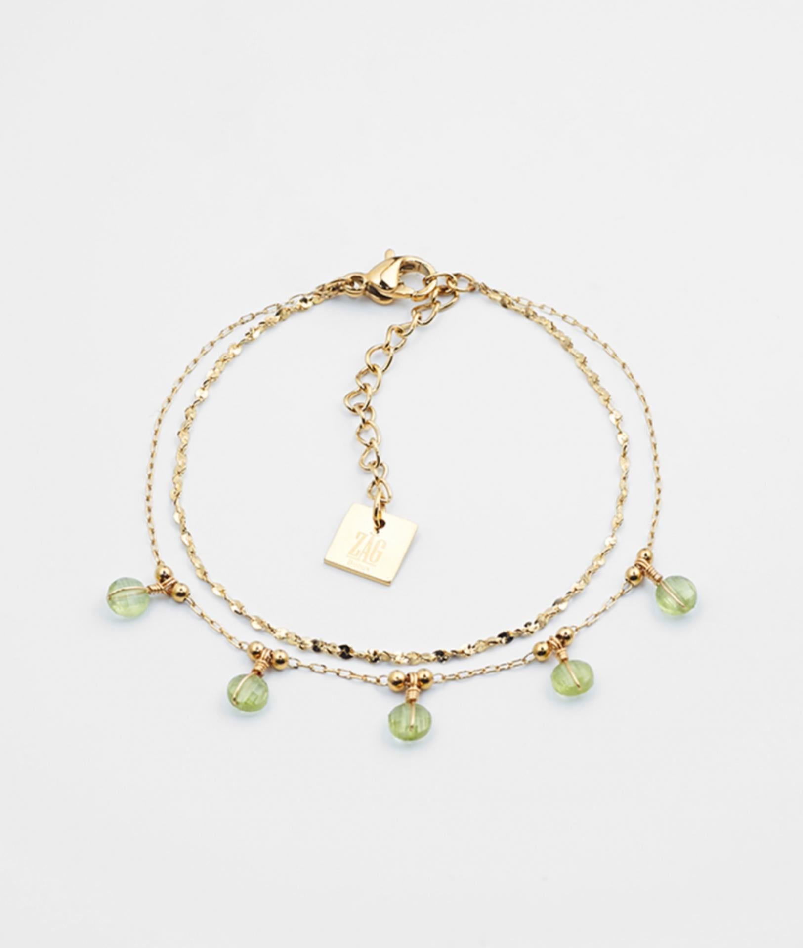 ZAG Bijoux Armband doppelreihig Perlen Gold Grün