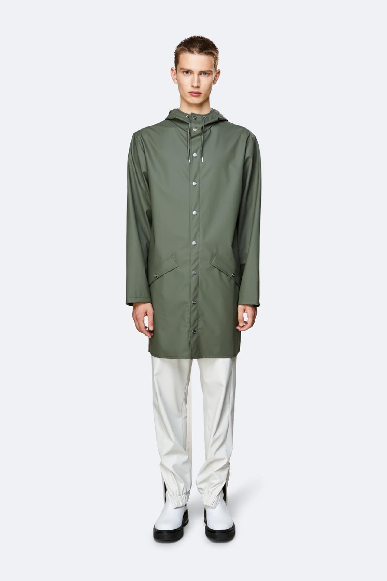 Rains Regenjacke Long Jacket 1202 Olive - Größe: XXS/XS