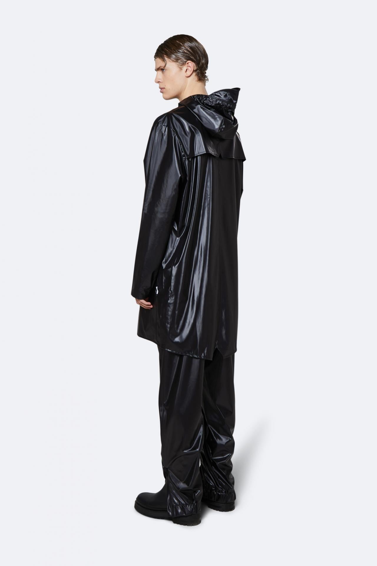 Rains Regenjacke Long Jacket 1202 Shiny Black - Größe: XS/S