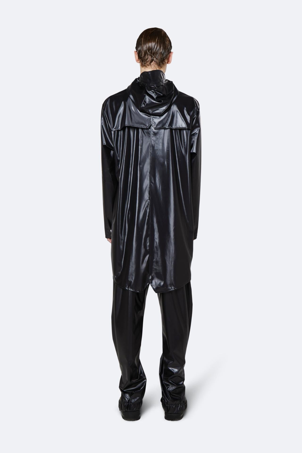 Rains Regenjacke Long Jacket 1202 Shiny Black - Größe: XS/S