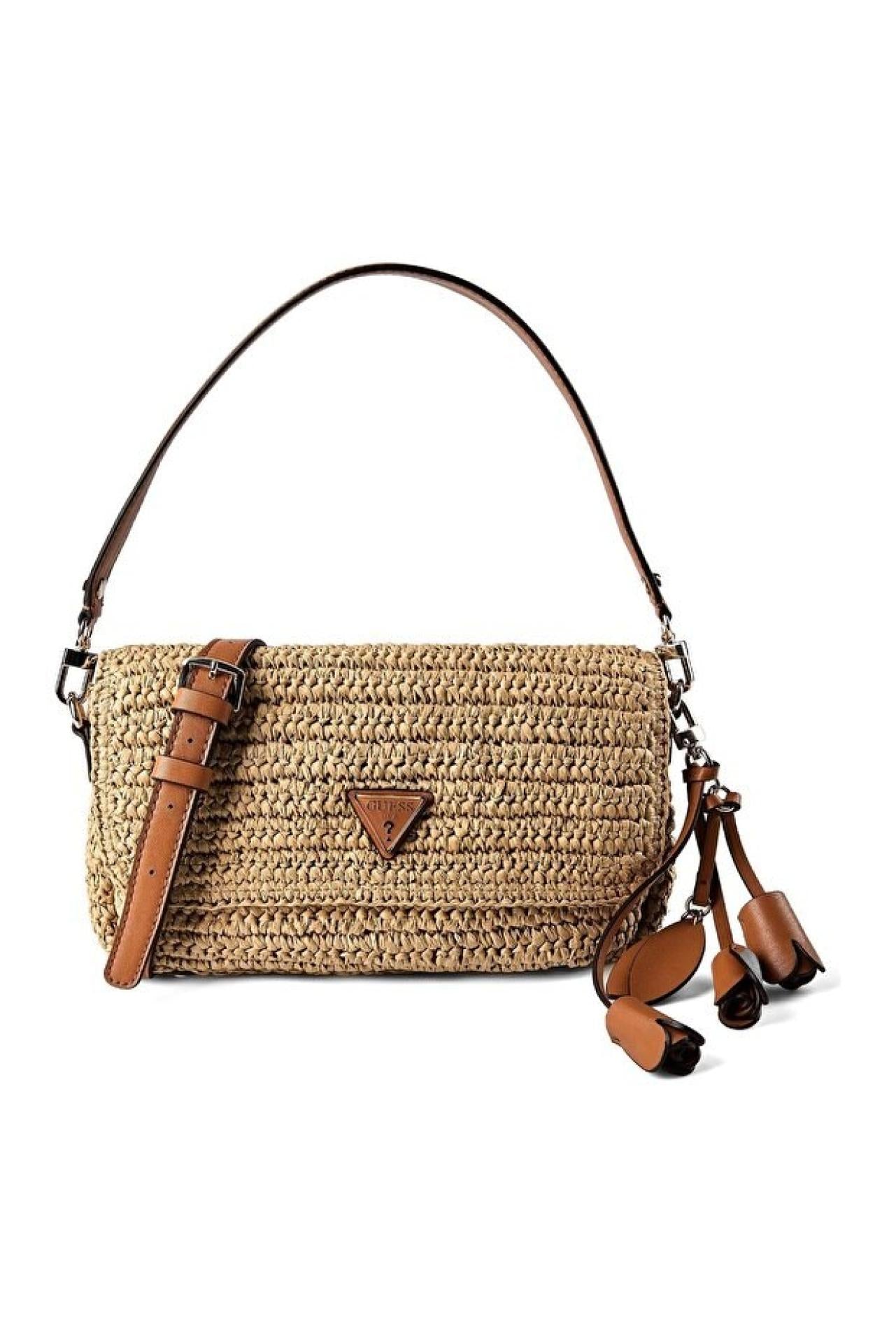 Guess OFELIA FLAP SHOULDER BAG Natural/ Cognac