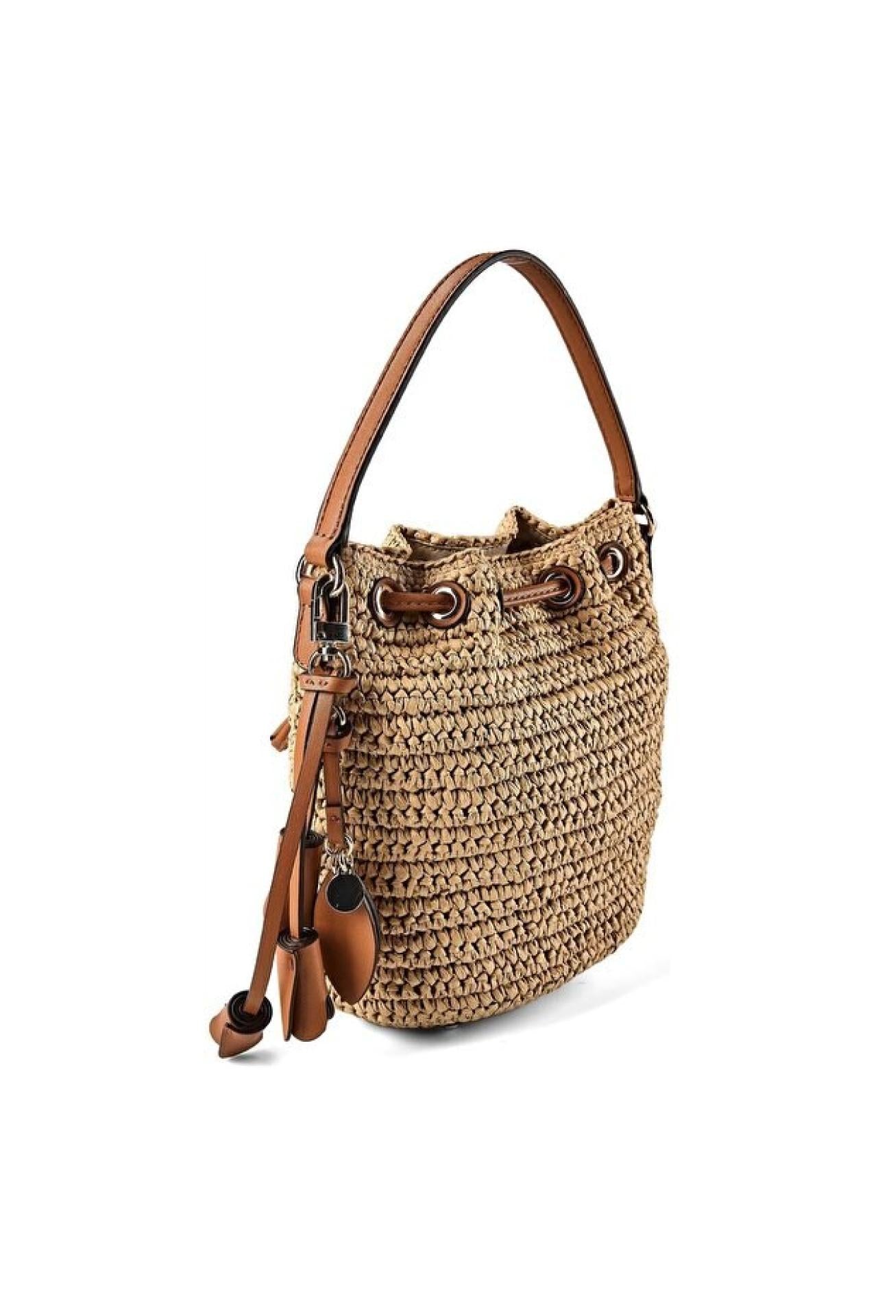 Guess OFELIA TOP HANDLE BUCKET Natural/ Cognac