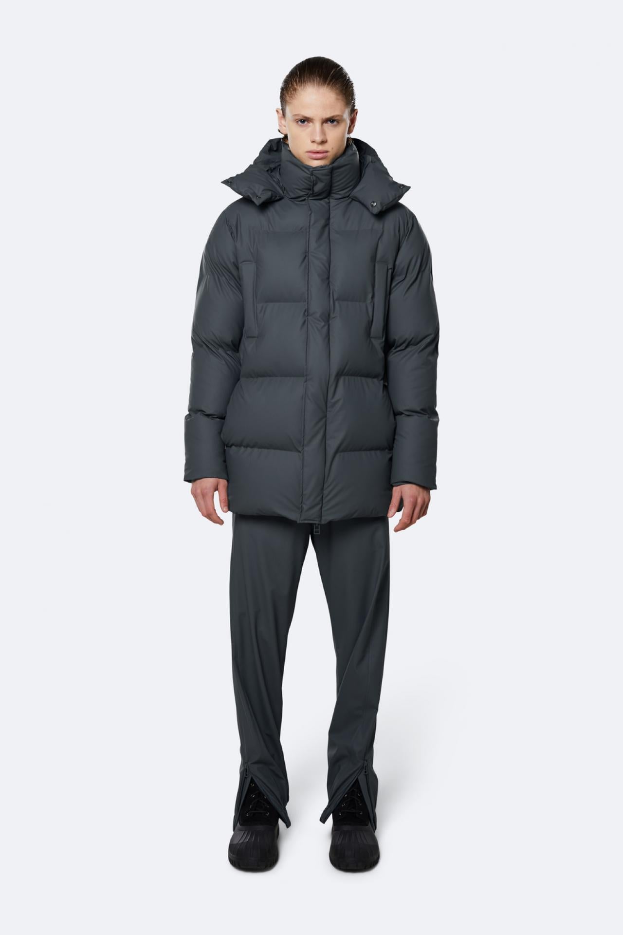 Rains Winterjacke Hooded Puffer Coat M L/XL Slate