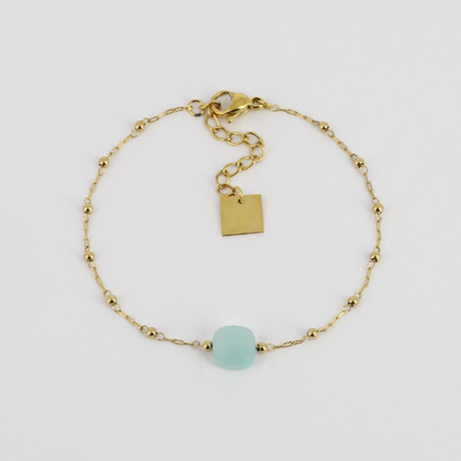 ZAG Bijoux Armband Geburtssteine Pablo Acier Dore 15+3cm - Variante: Amazonite