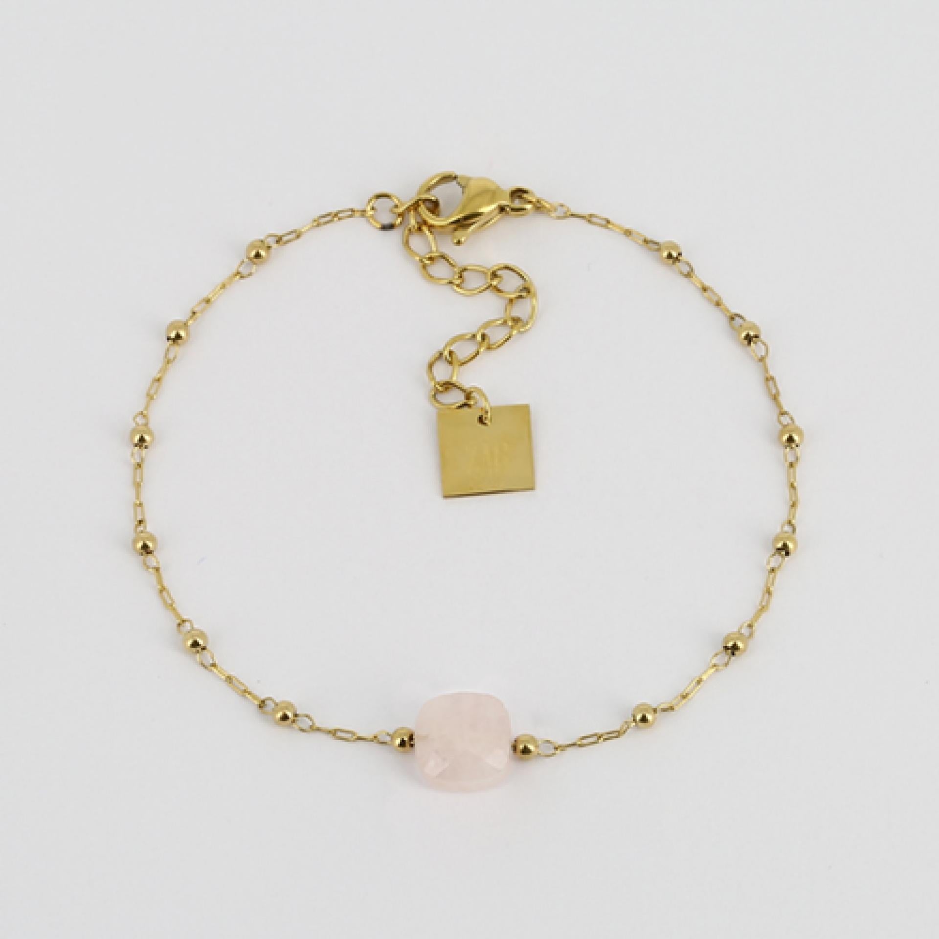 ZAG Bijoux Armband Geburtssteine Pablo Acier Dore 15+3cm - Variante: Quartz rose