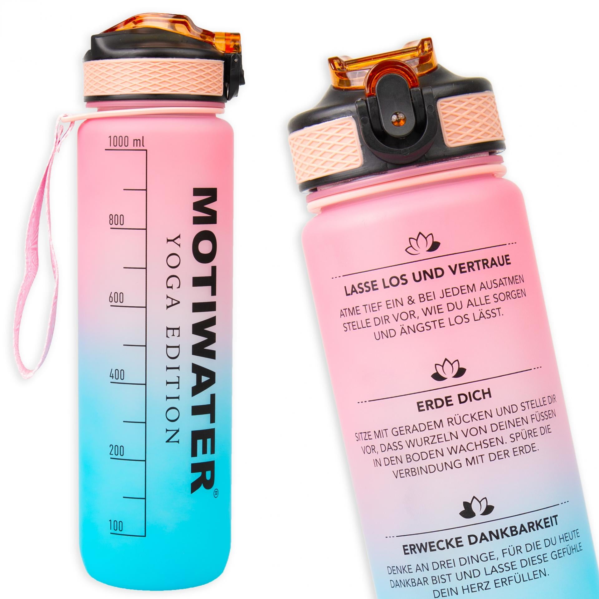 MOTIWATER Yoga Edition Trinkflasche - Variante: Türkis / Pink