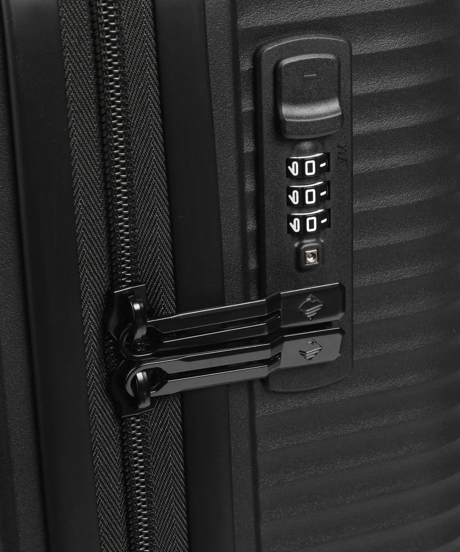 Travelite Hardgepäck Koffer 8 W Trolley AIR STRIPE xS 55cm x 35cm slim 37l  Black