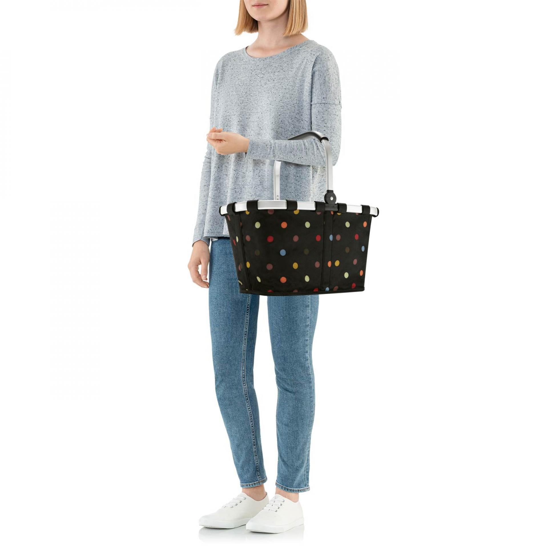 Reisenthel Carrybag dots Einkaufskorb schwarz mit bunten Punkten
