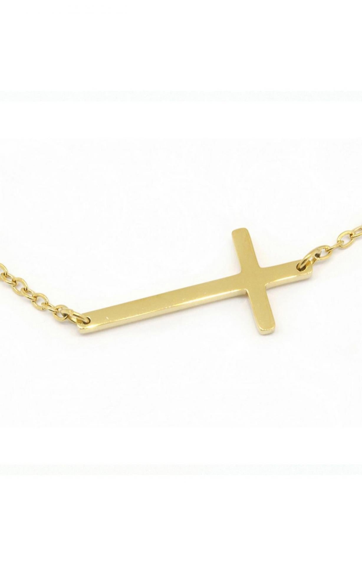 Kurze Halskette Kreuzanhänger Gold 38 + 5 cm
