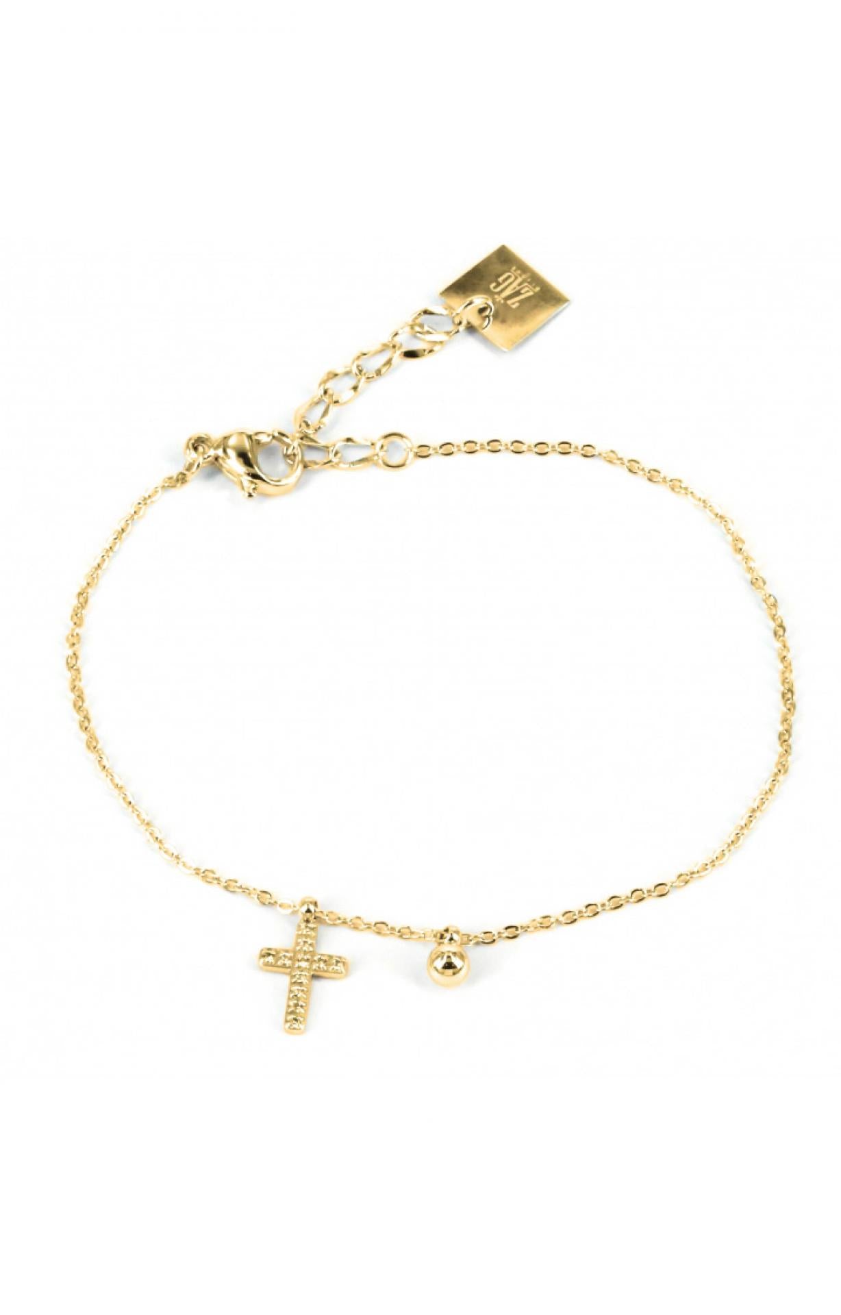 Armband Kreuz/Perle gold