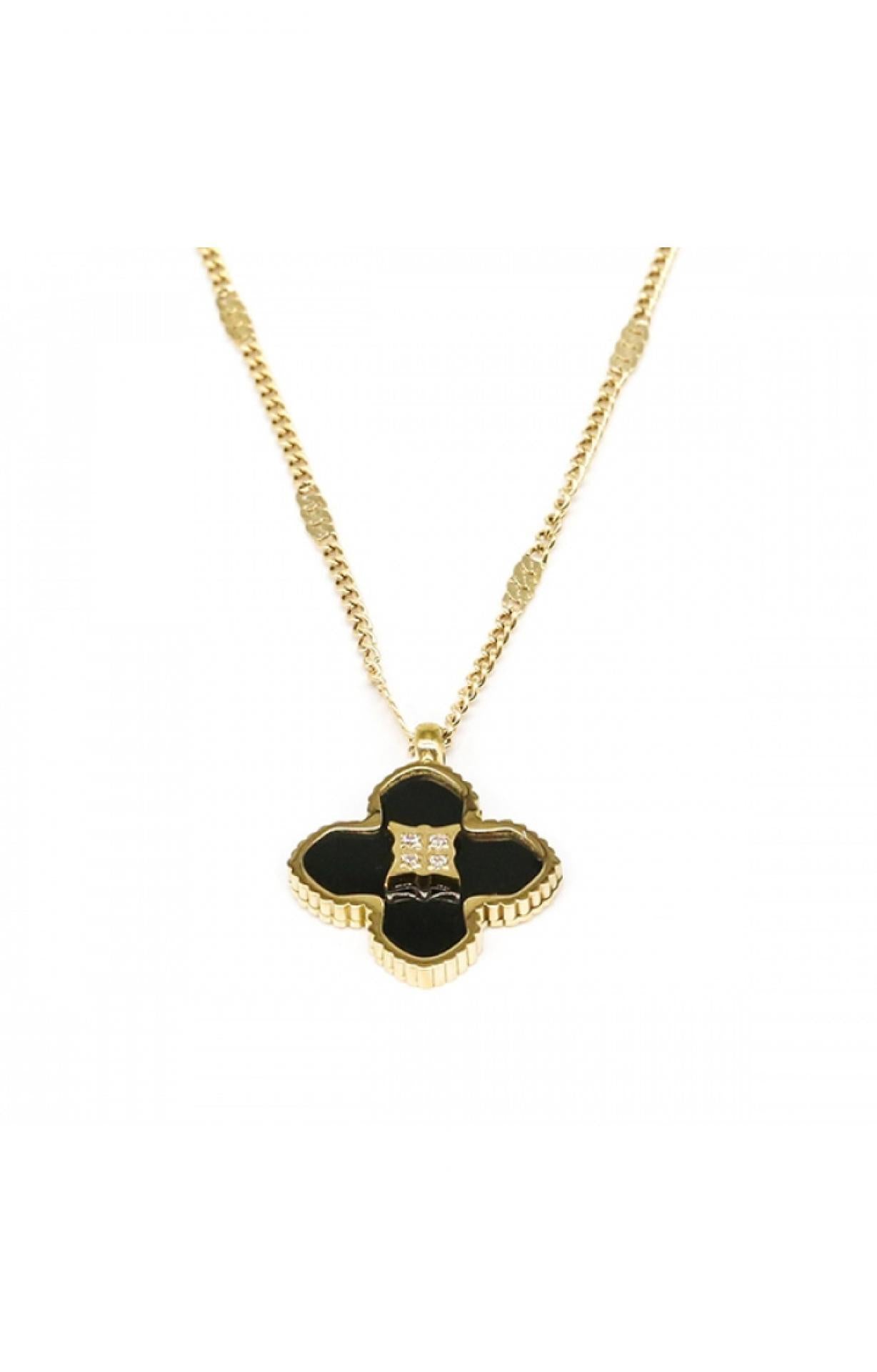 Halskette Blume Gold/schwarz
