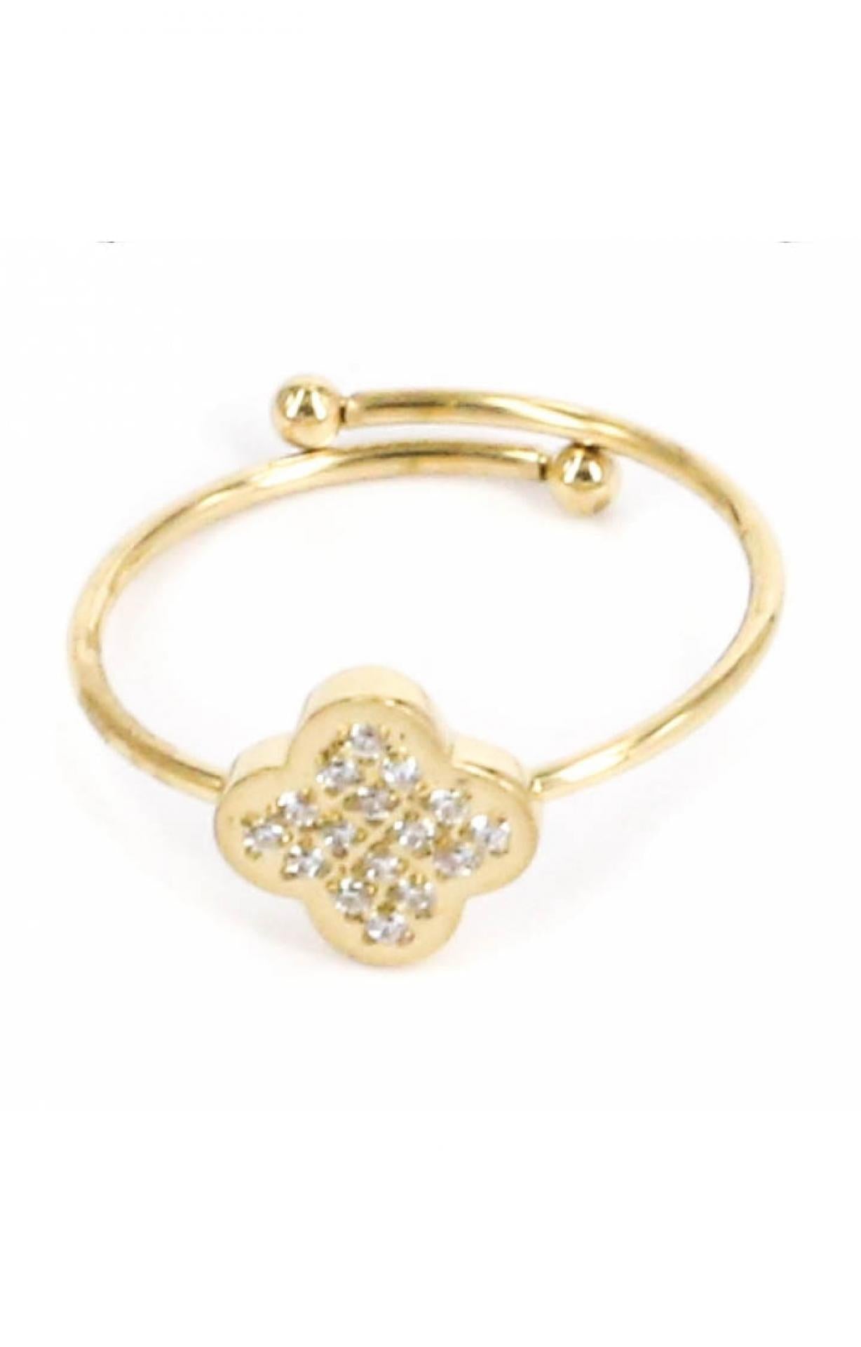 Ring Blume mit Steinchen gold