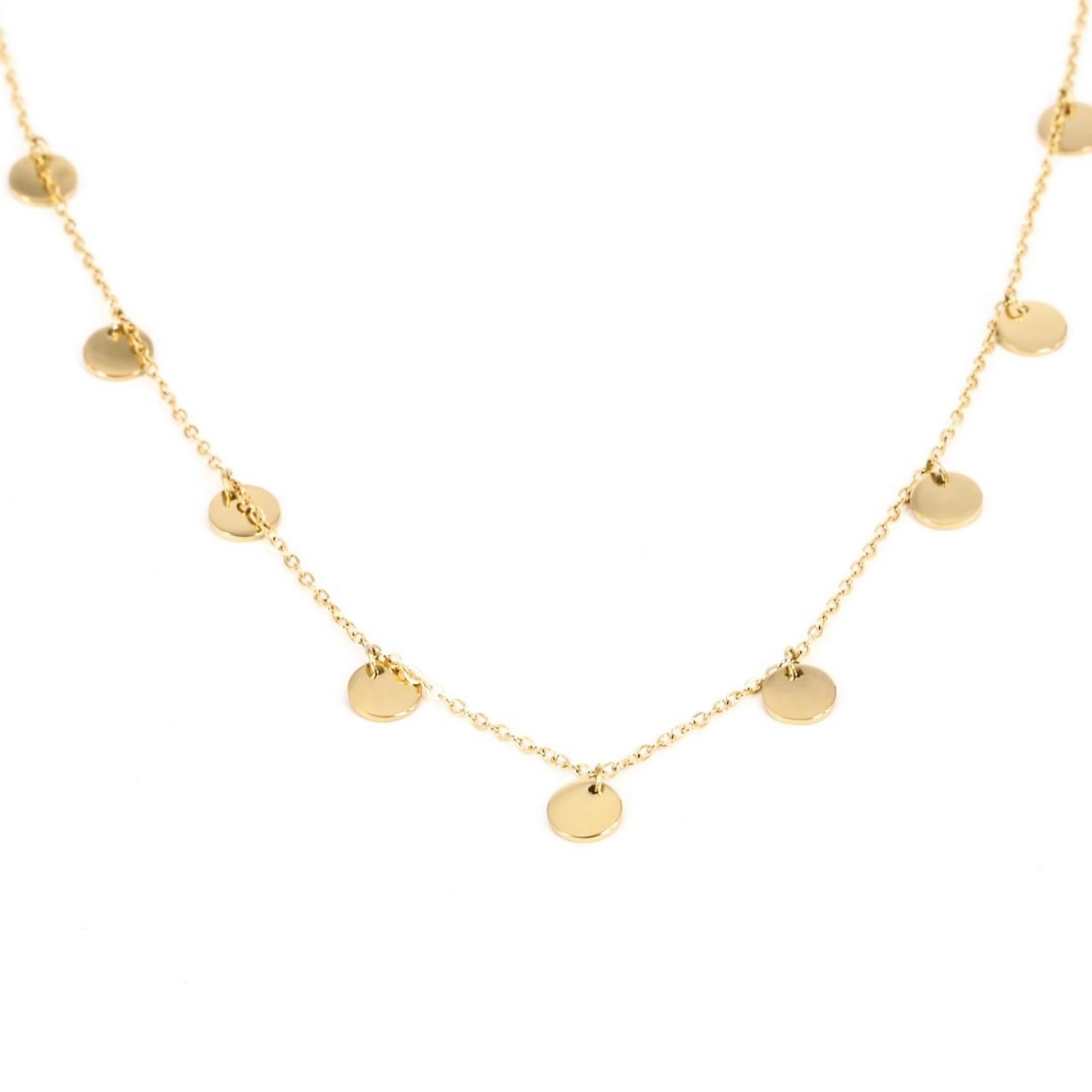 ZAG Bijoux Kurze Kette mit 9 Plättchen Gold 38+5cm