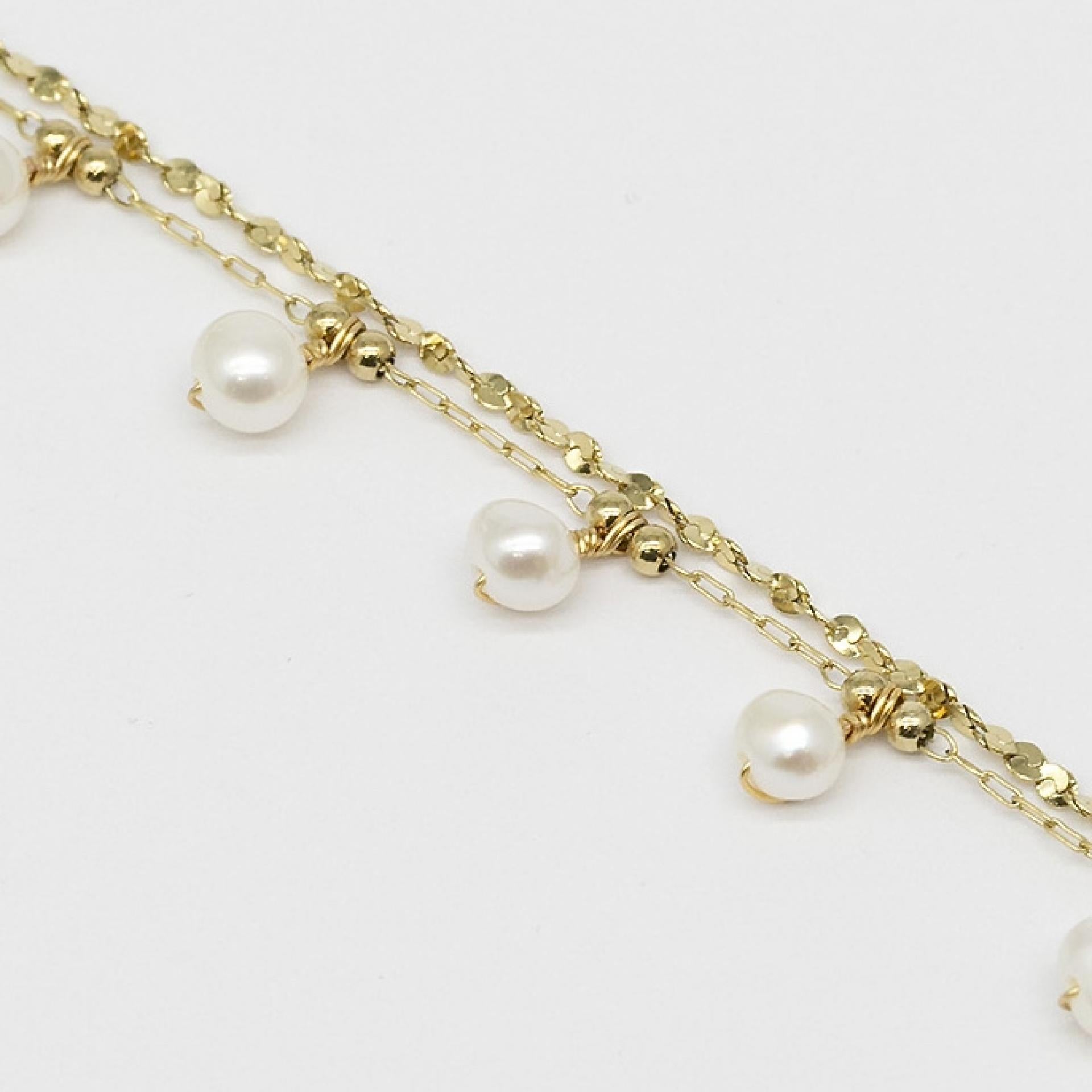 ZAG Bijoux Armband doppelreihig Perlen Gold Türkis