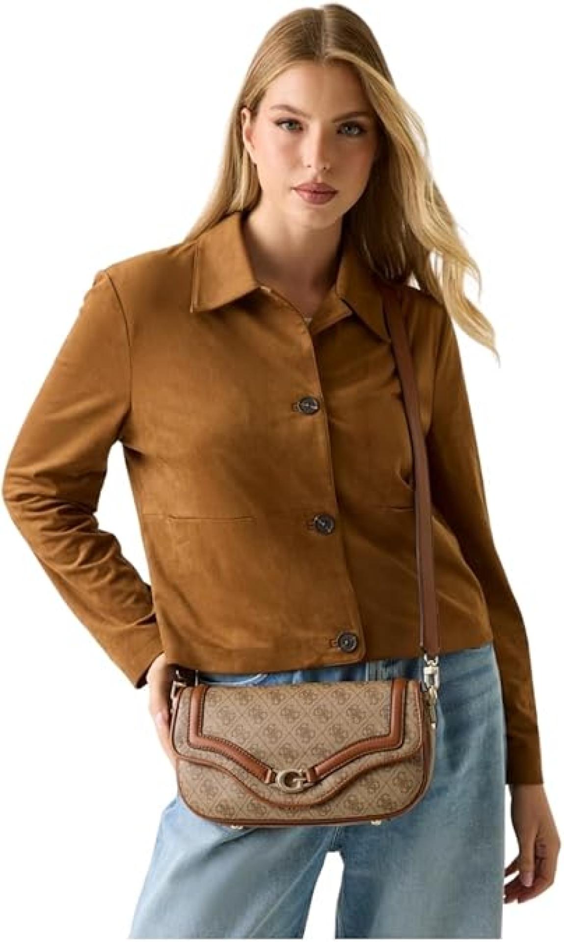 GUESS DEA FLAP SHOULDE BAG LATTE LOGO