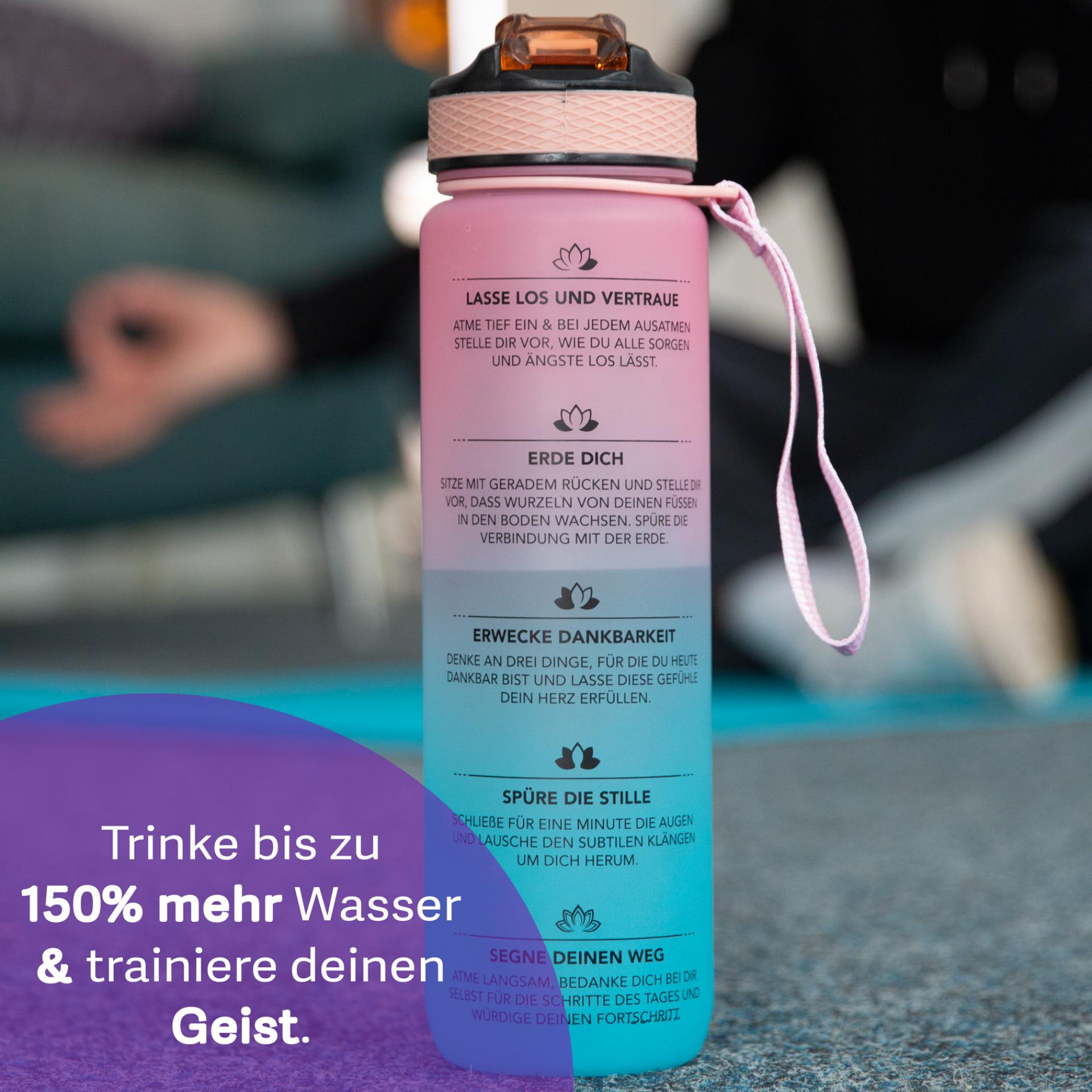 MOTIWATER Yoga Edition Trinkflasche - Variante: Türkis / Pink