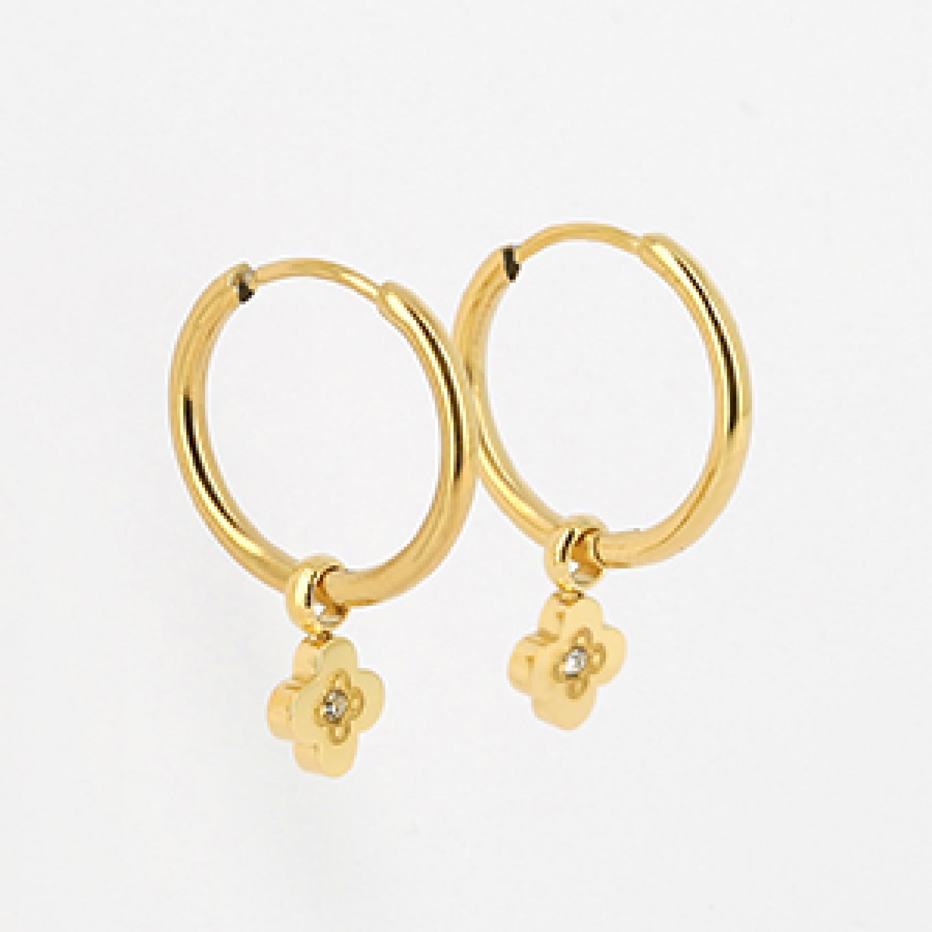 Zag Bijoux EARRINGS MINI GOLDEN STEEL Zirconium 15mm