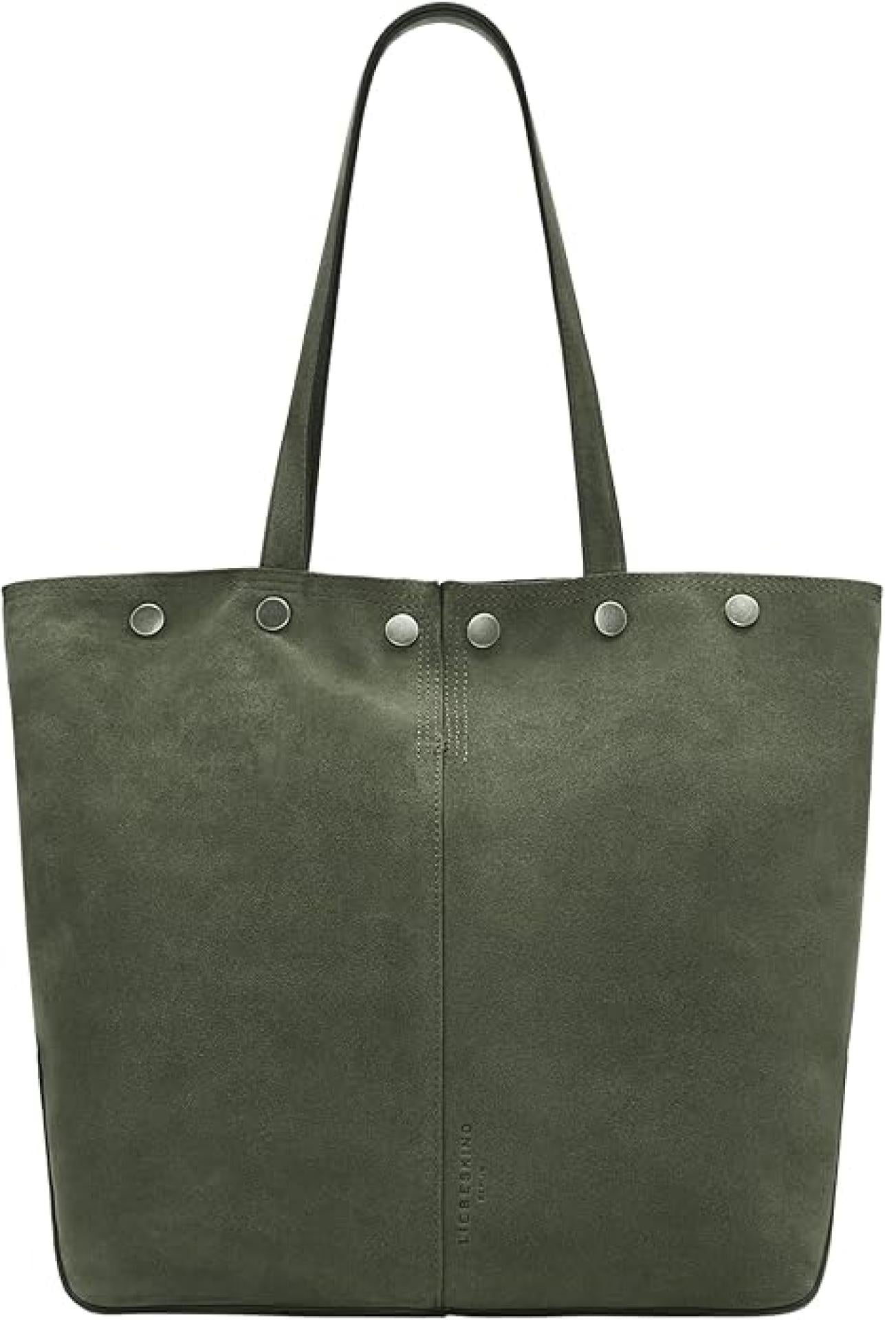 Liebeskind Berlin Rive Tote L Große Schultertasche aus weichem Veloursleder Suede  Oliv Grün