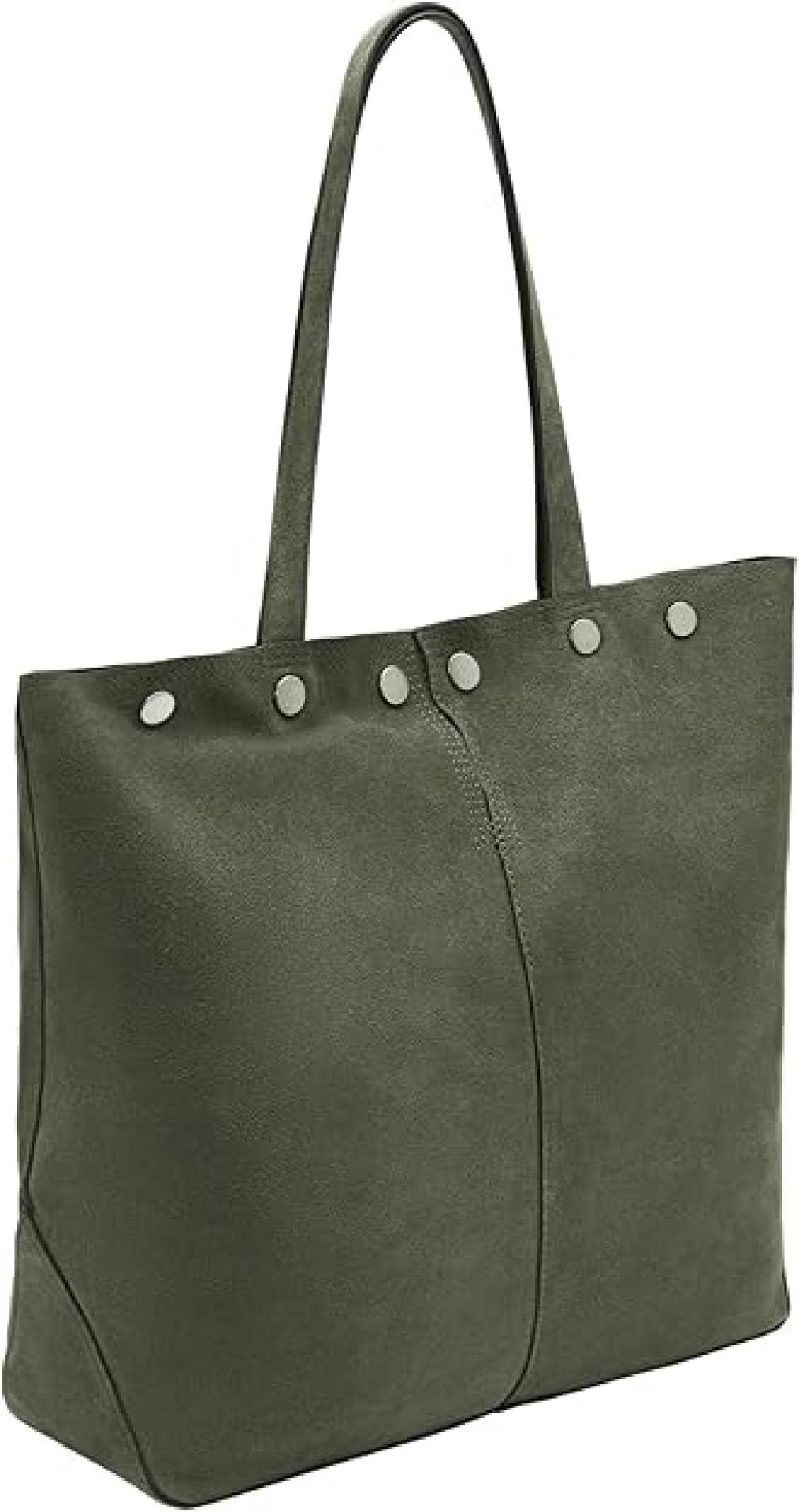 Liebeskind Berlin Rive Tote L Große Schultertasche aus weichem Veloursleder Suede  Oliv Grün