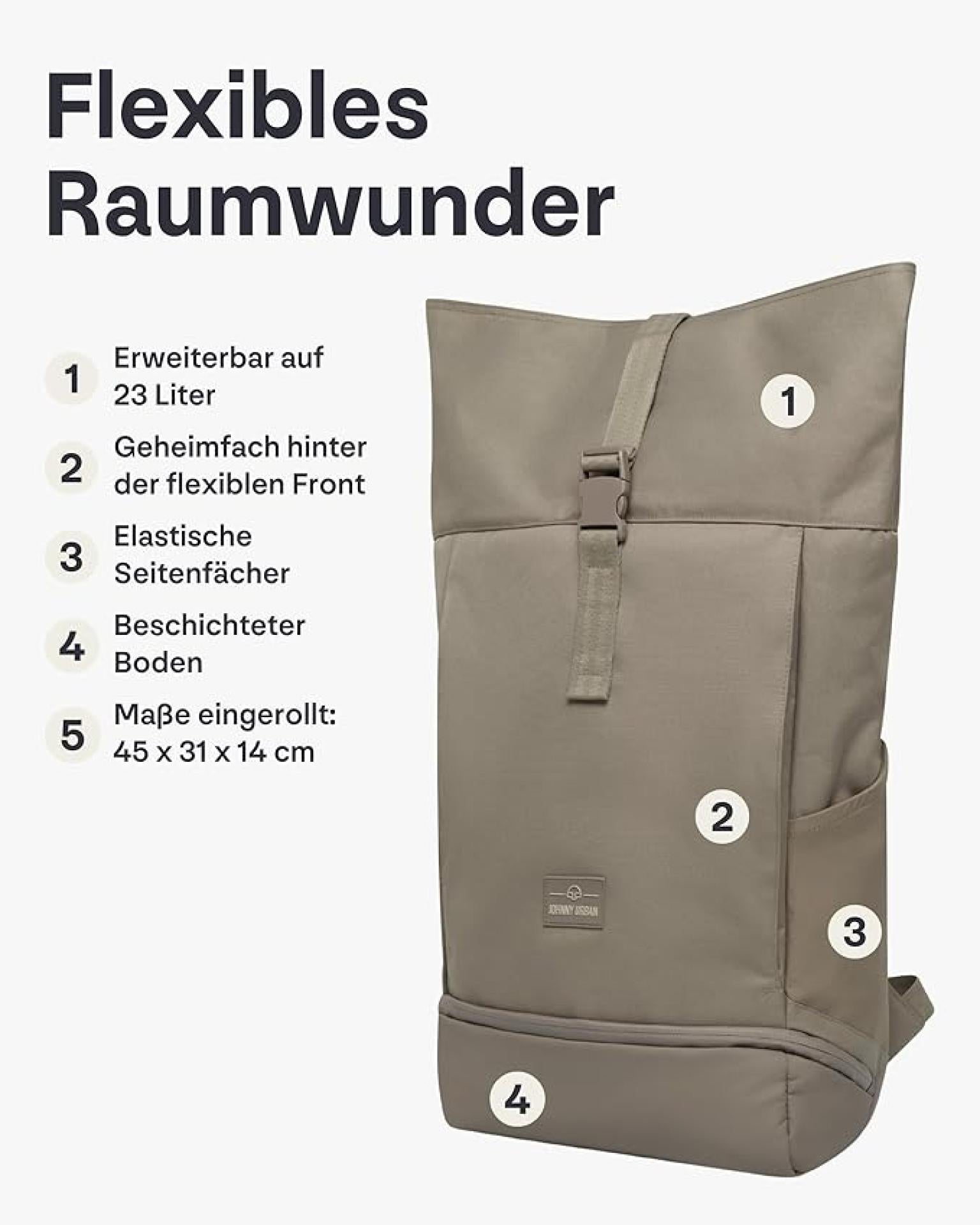 Jonny Urban Rolltop Rucksack "Allen Large" desert grey 