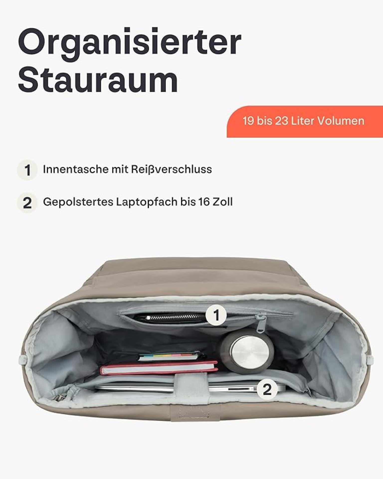 Jonny Urban Rolltop Rucksack "Allen Large" desert grey 