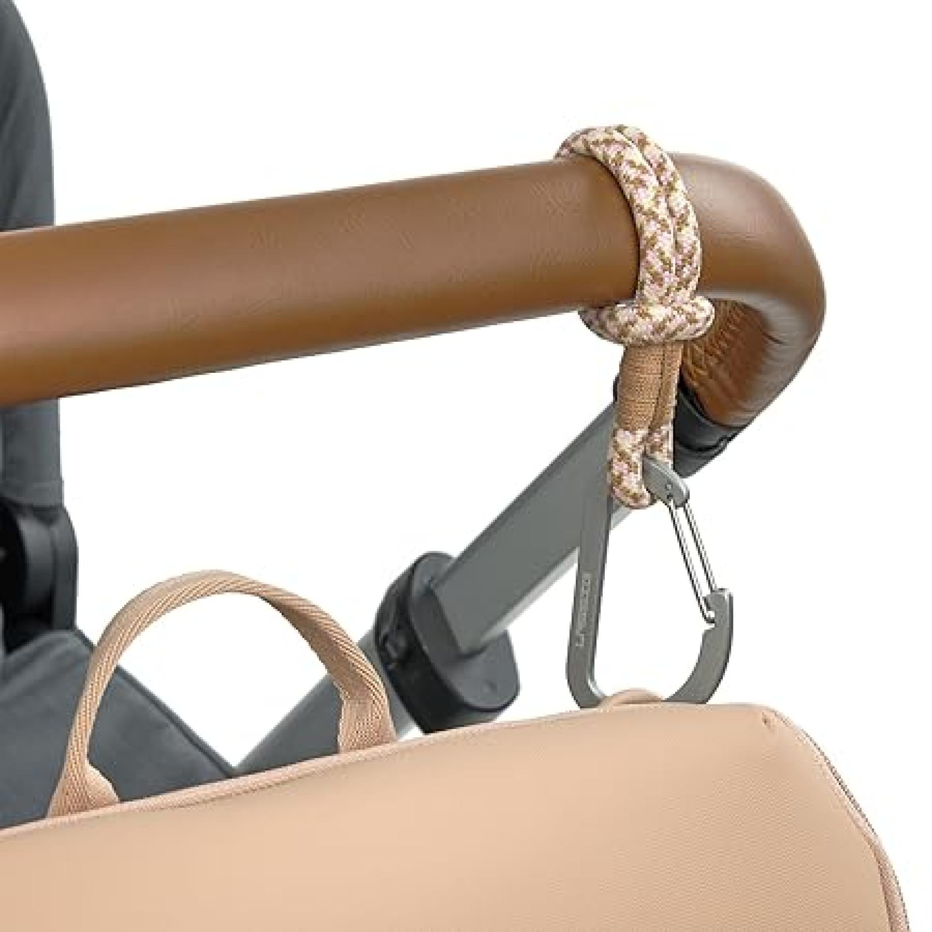 Lässig Kinderwagenbefestigung (2 Stk.) Karabinerhaken Kinderwagenhaken Einkaufshaken CAS MIX Stroller Hookscamel/vanilla/lavender