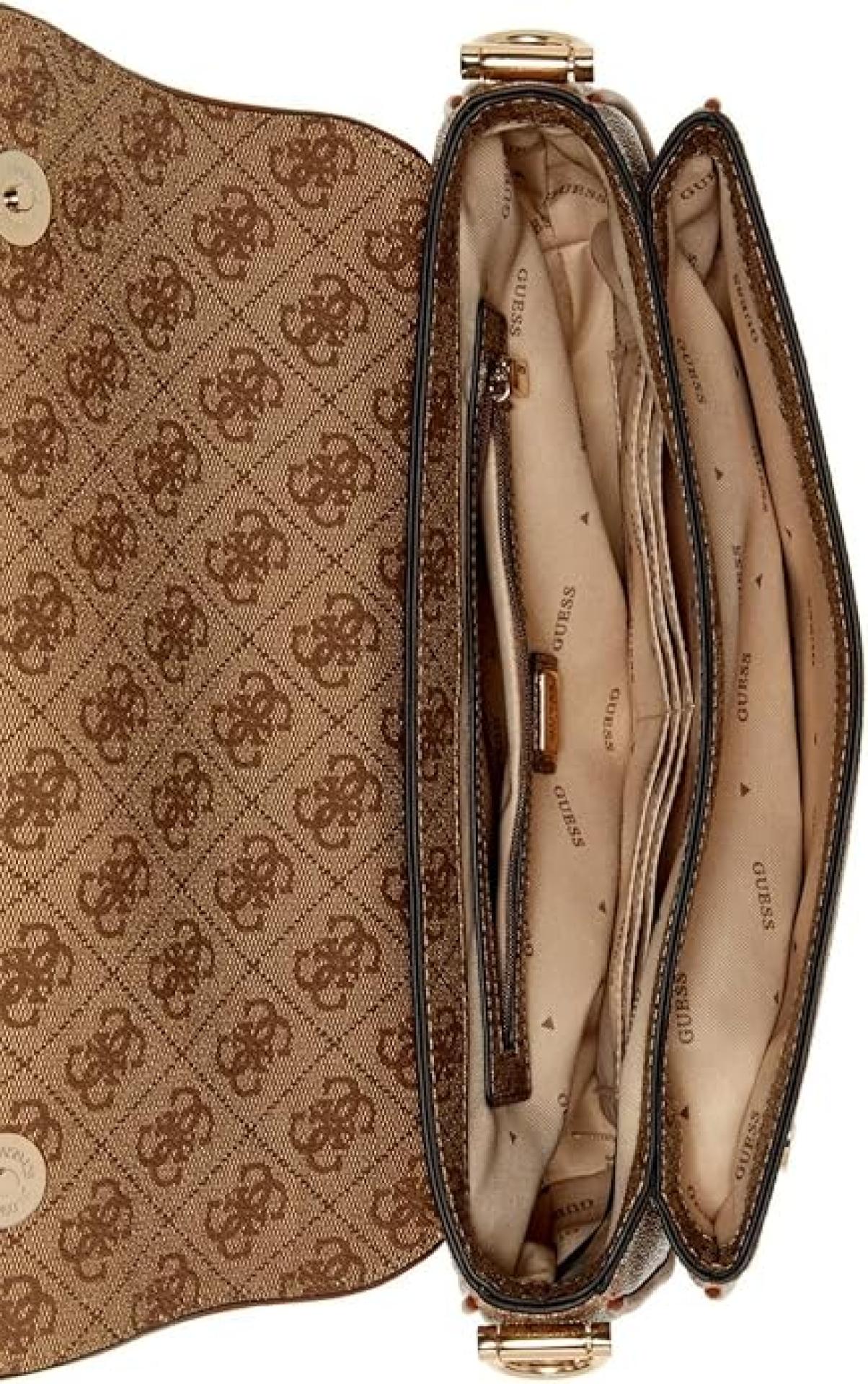 GUESS DEA FLAP SHOULDE BAG LATTE LOGO