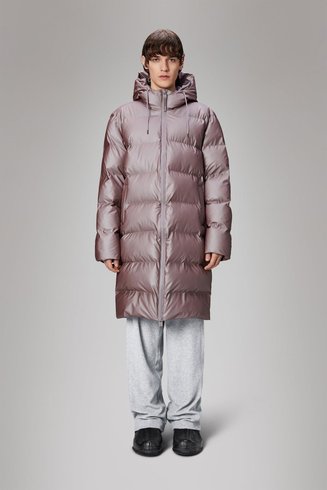 Rains Alta Long Puffer Winterjacke - Farbe: Muse - Variante: M