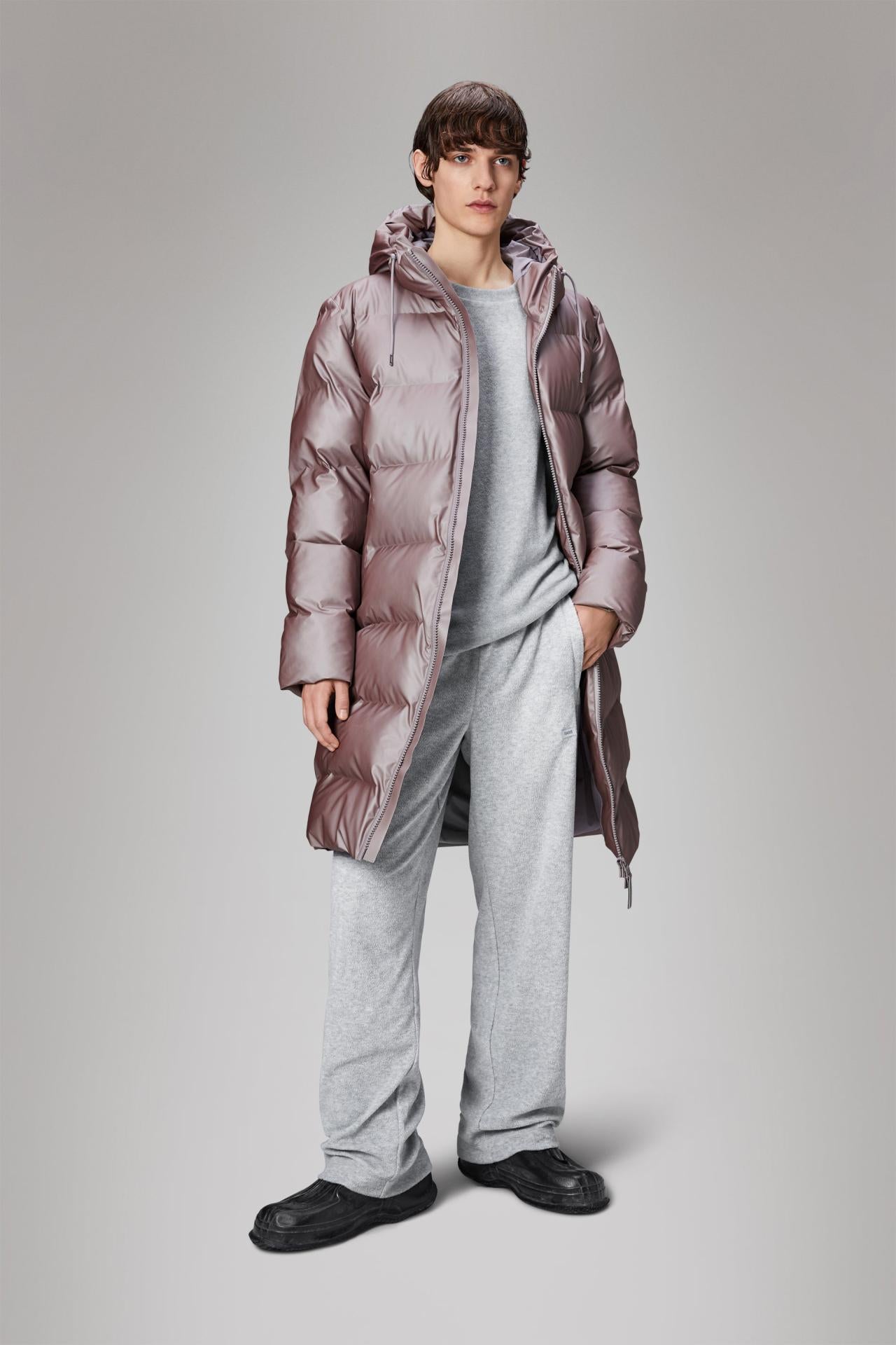 Rains Alta Long Puffer Winterjacke - Farbe: Muse - Variante: M
