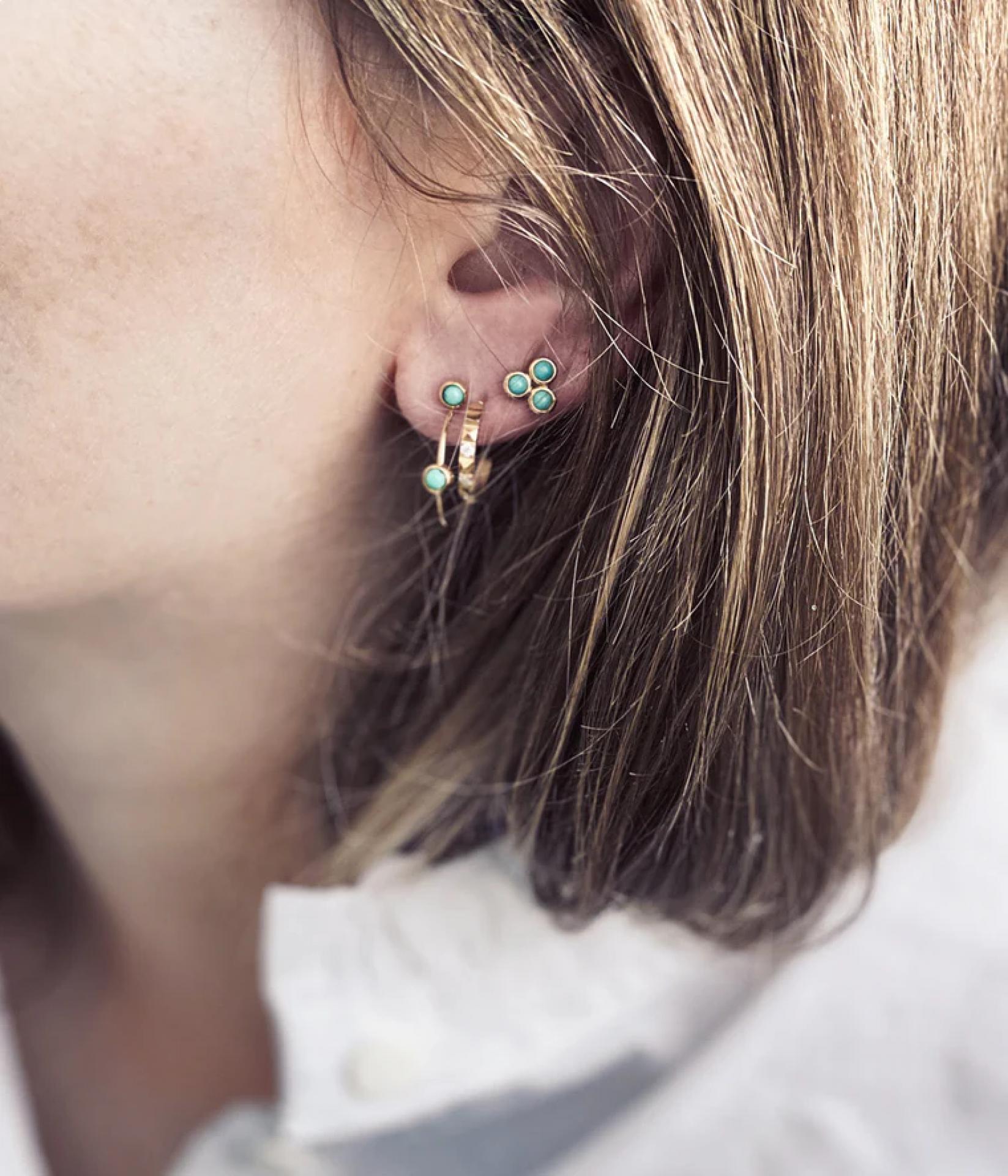 Zag Bijoux EARRINGS MINI GOLDEN STEEL Zirconium