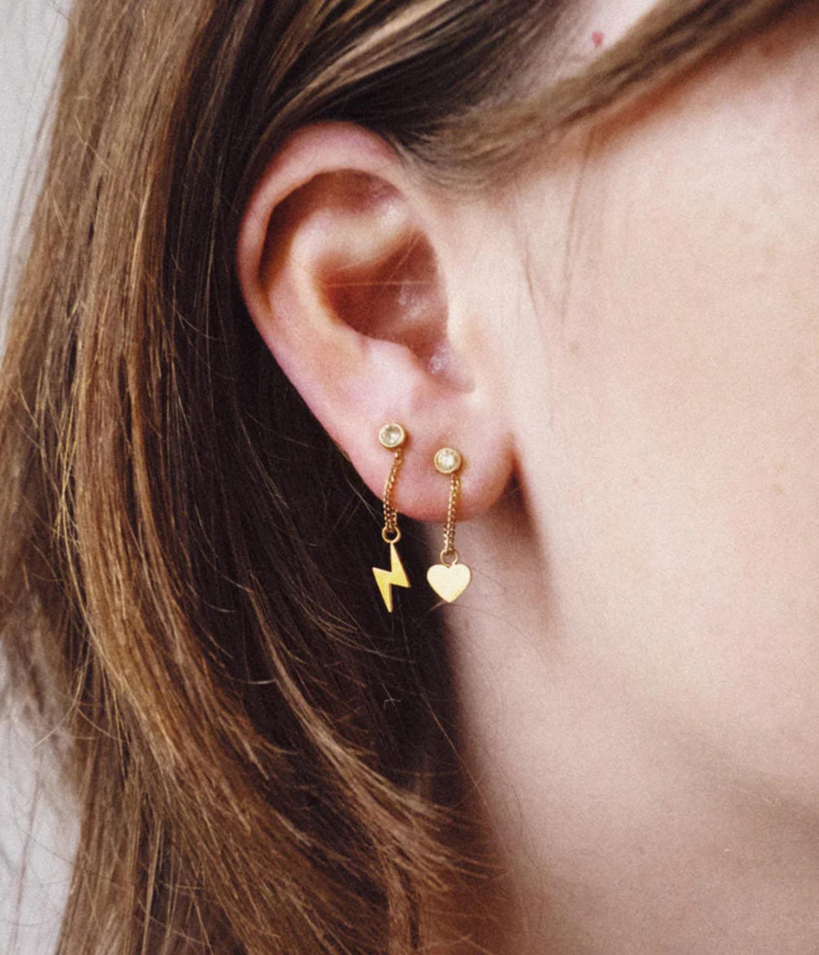 Zag Bijoux EARRINGS MINI GOLDEN STEEL Zirconium  23mm
