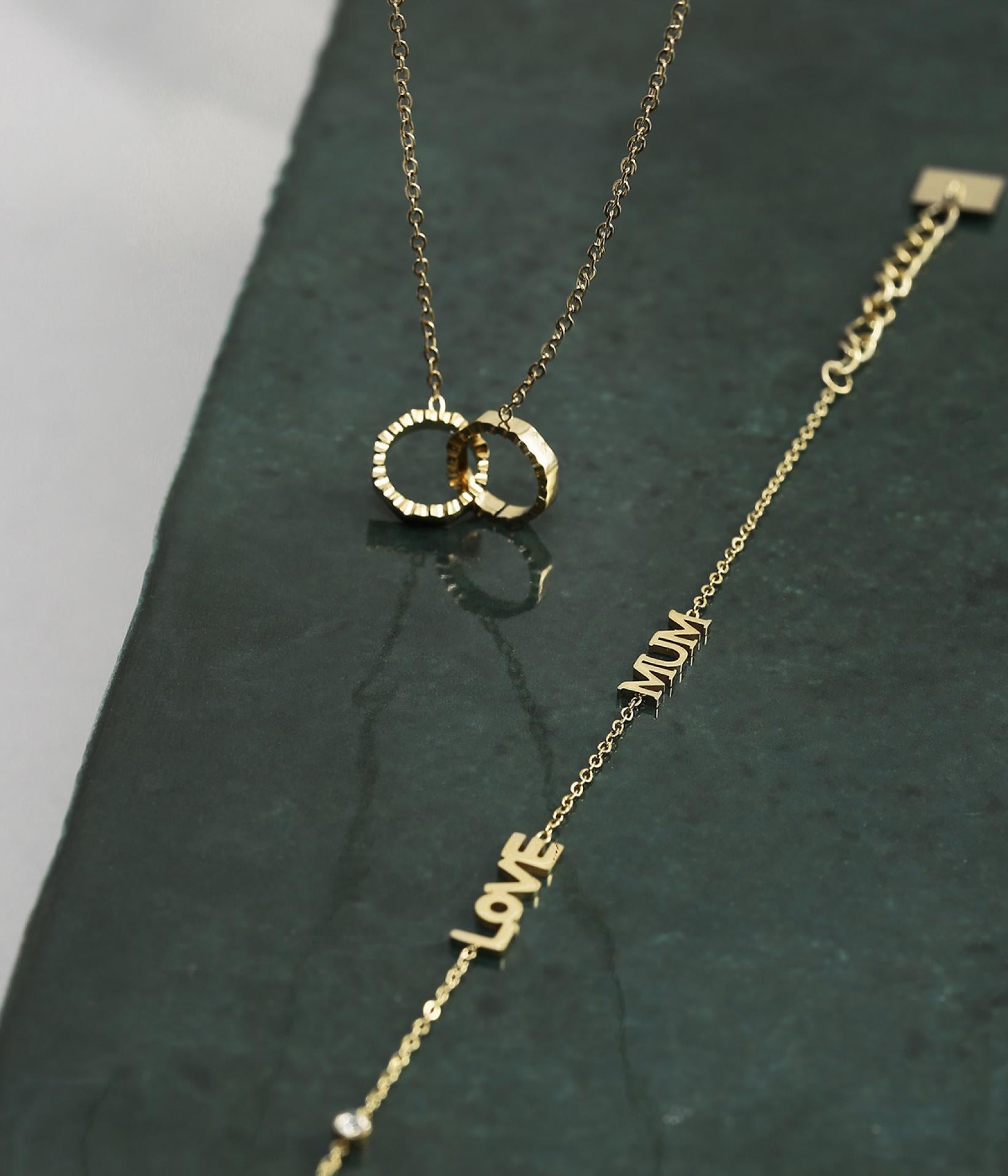 Zag Bijoux Halskette Ringe Steinchen Gold