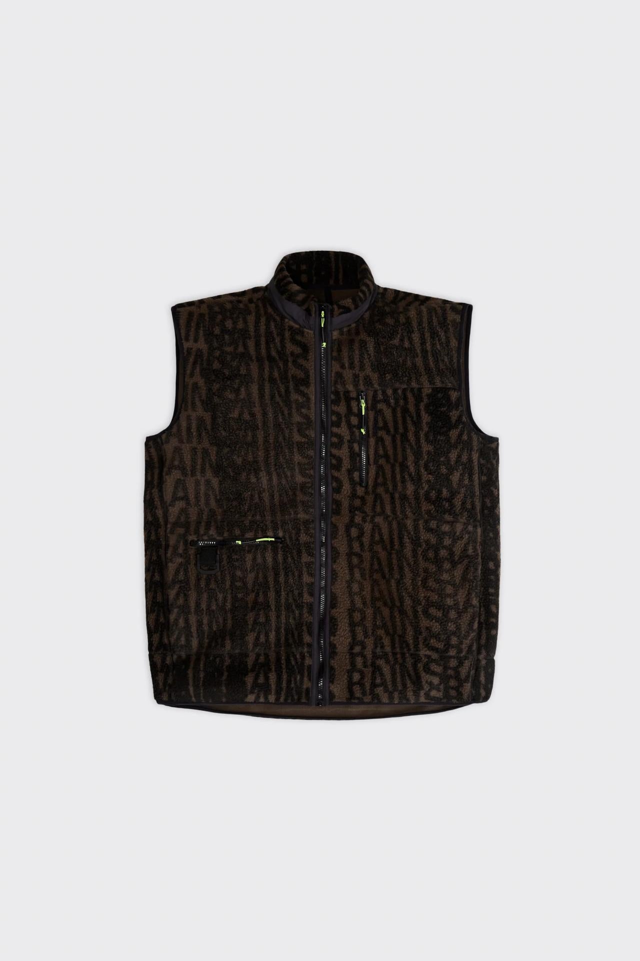 Rains Heavy Fleece Vest Wood-Black Monogram S
