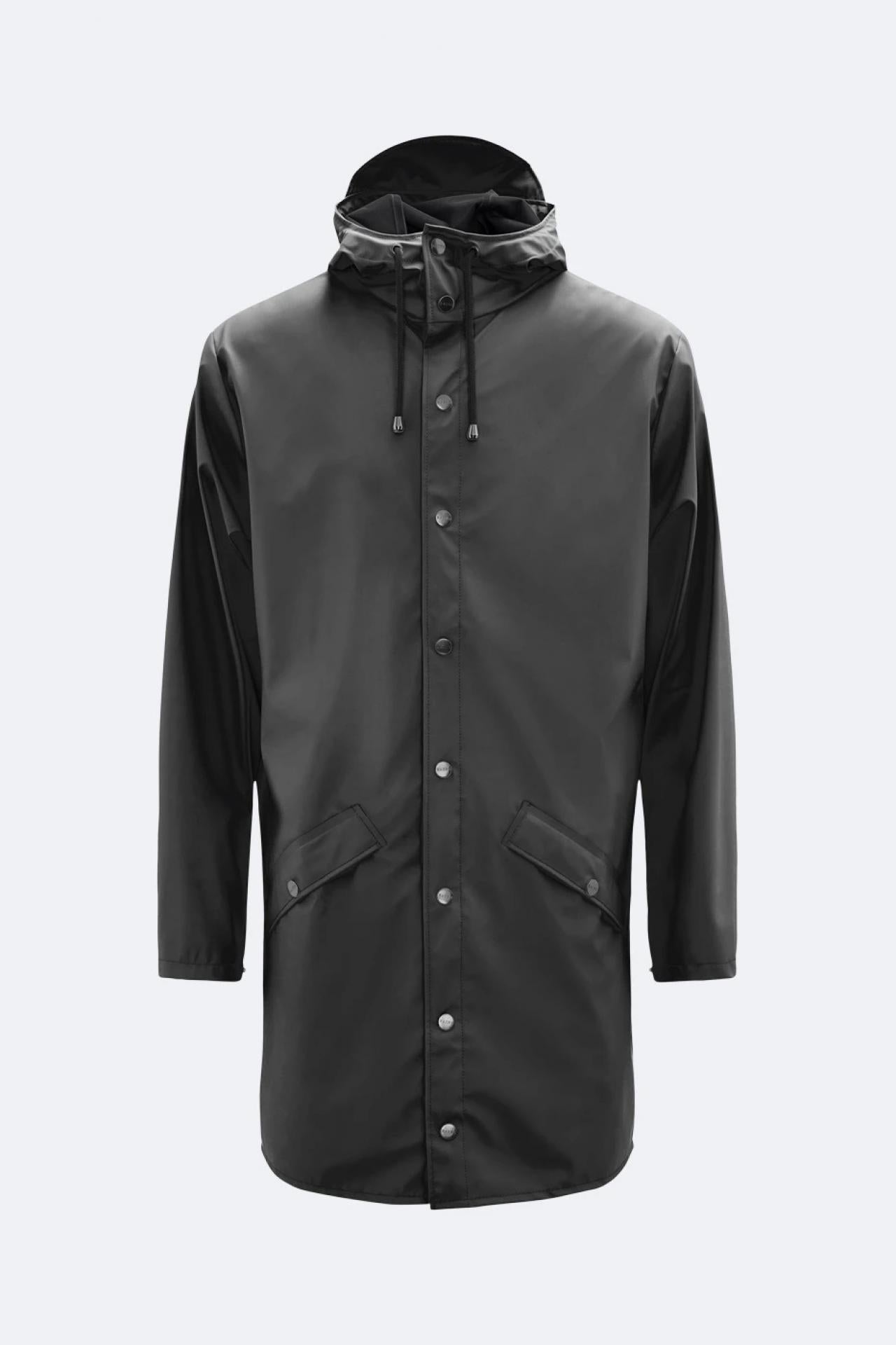 Rains Regenjacke Long Jacket 1202 Schwarz - Größe: XS/S