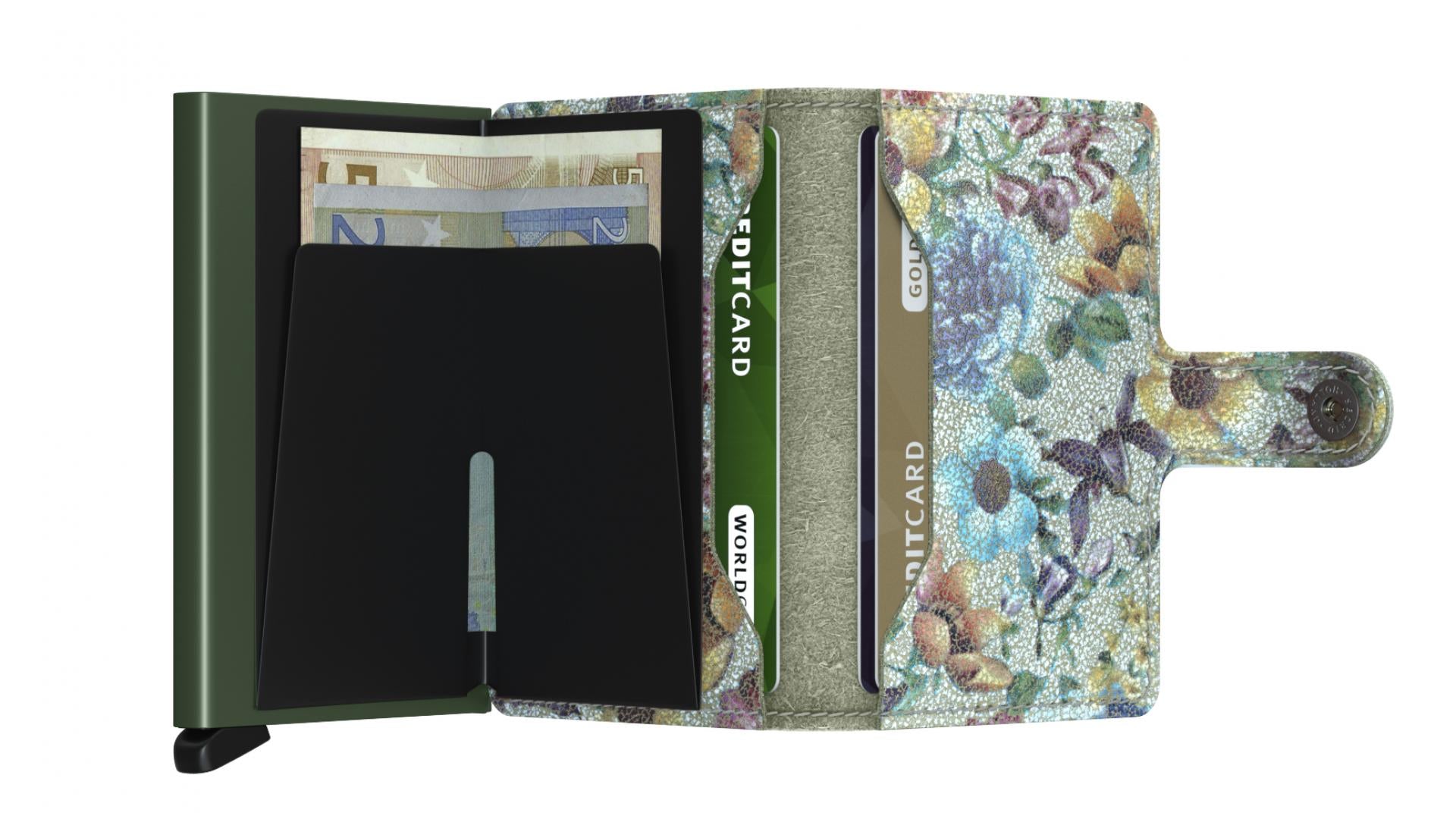 Kartenetui Portemonnaie Miniwallet Crisple RFID - Farbe: Pistachio Floral / Grün