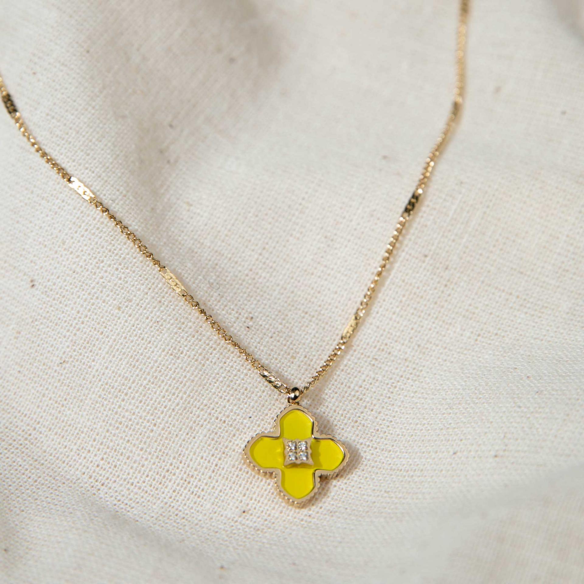 Zag Bijoux Halskette Blume mit Steinchen Gelb