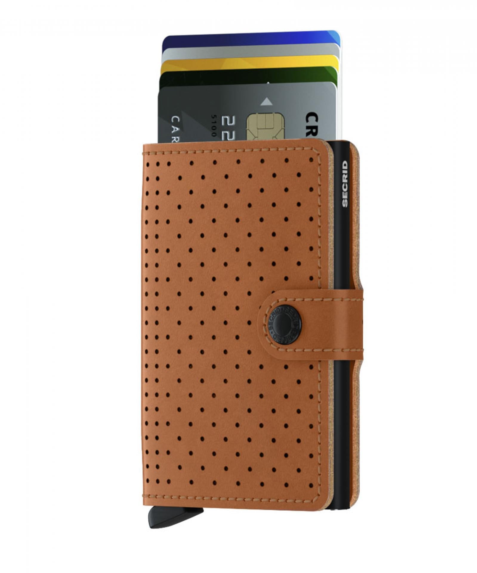 Kartenetui Portemonnaie Miniwallet Perforated RFID - Farbe: Cognac