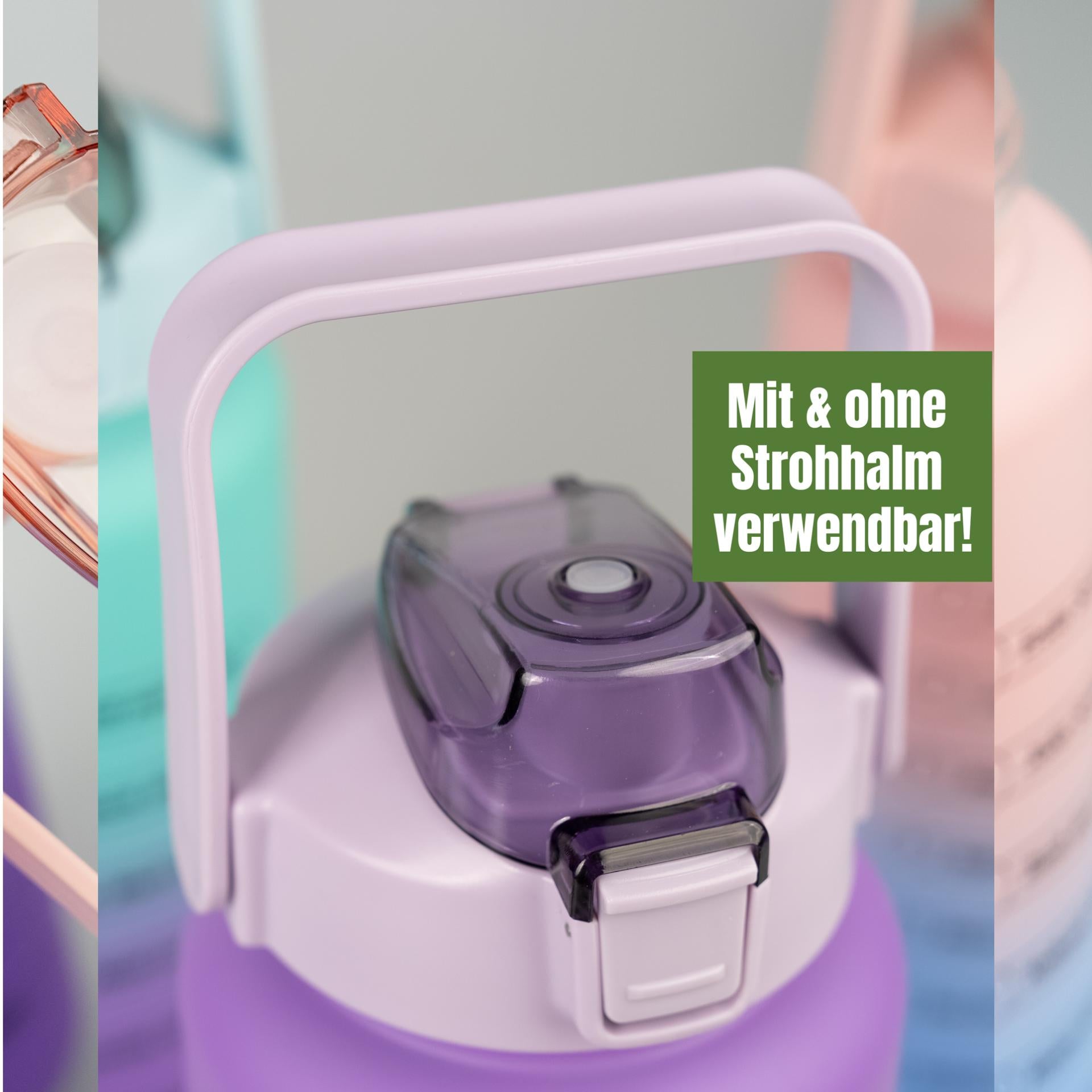 Motiwater Trinkflasche 2 L Lila / Türkis 