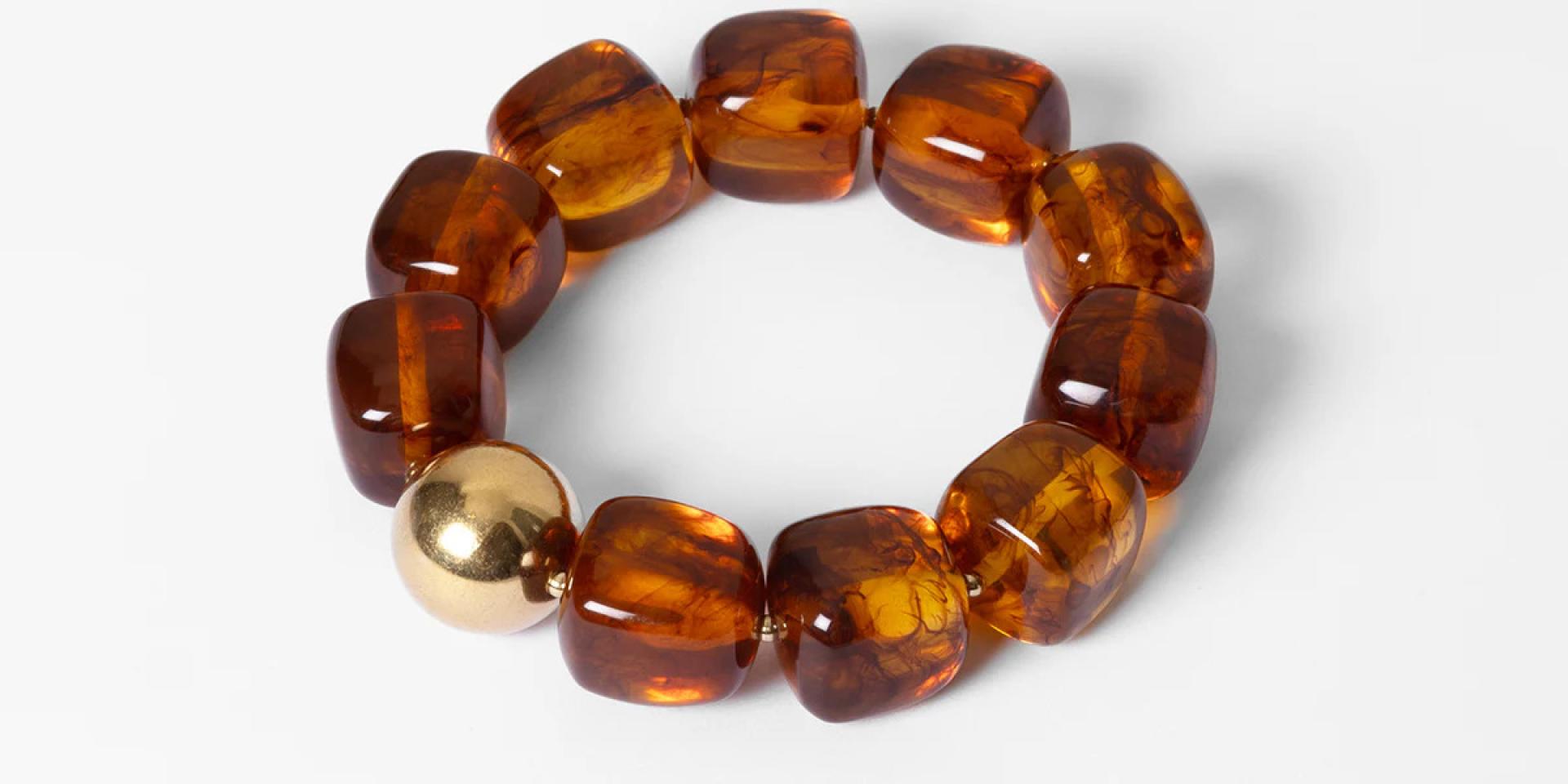 Zag Bijoux Armband Oedipe Vergoldeter Stahl resine elastique