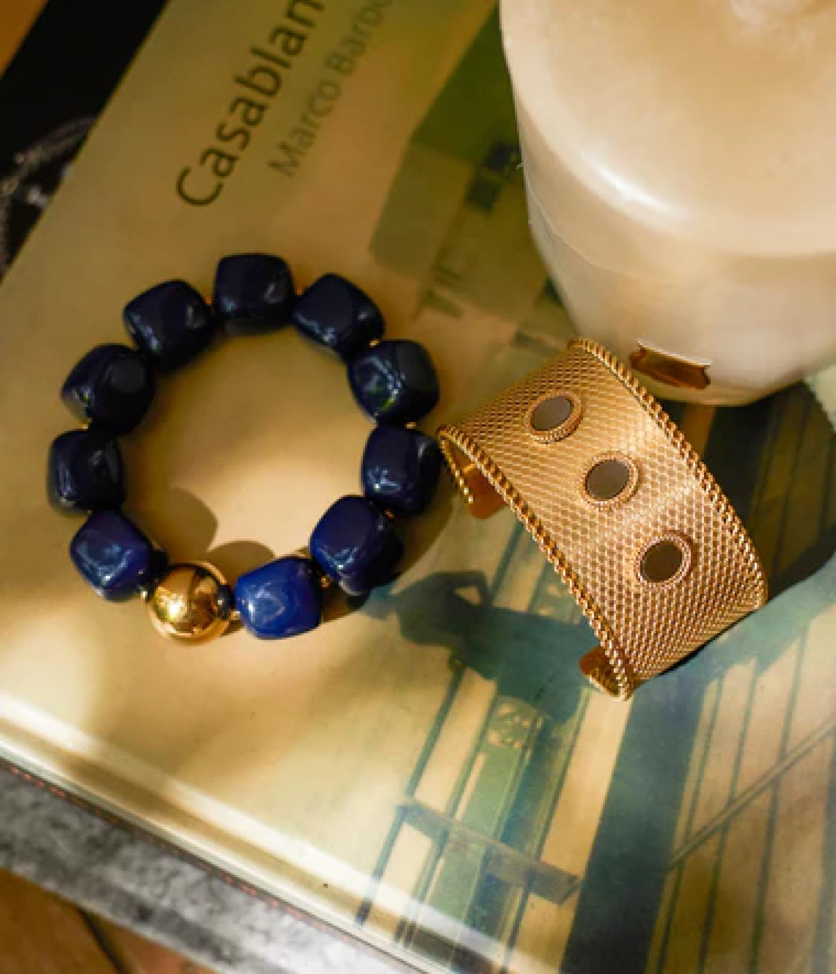 Zag Bijoux Armband Oedipe Vergoldeter Stahl resine elastique
