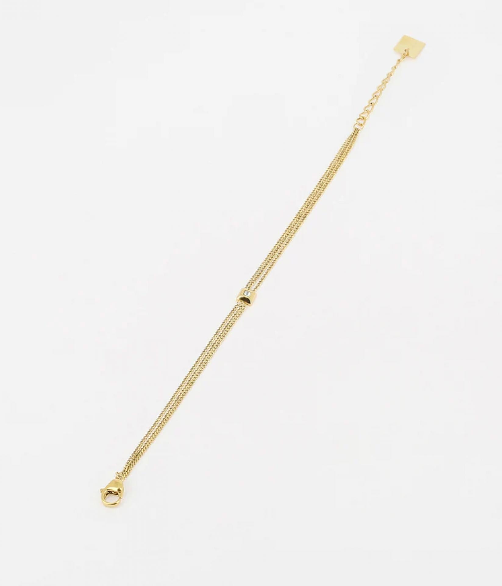 Zag Bijoux BRACELET SHORT GOLDEN STEEL Zirconium 15+3cm