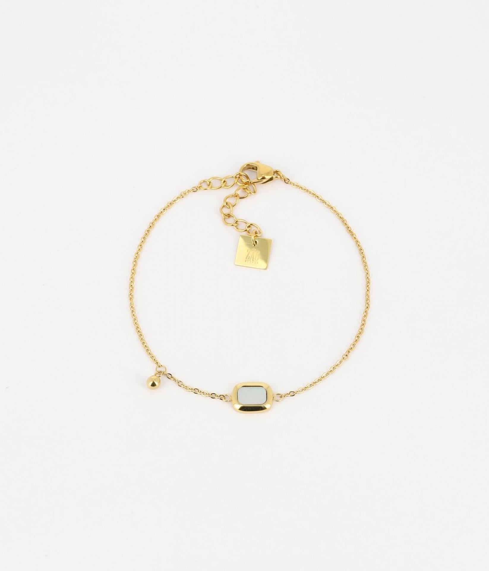 Zag Bijoux Armband kl. ovales Plättchen Gold/Perlmutt