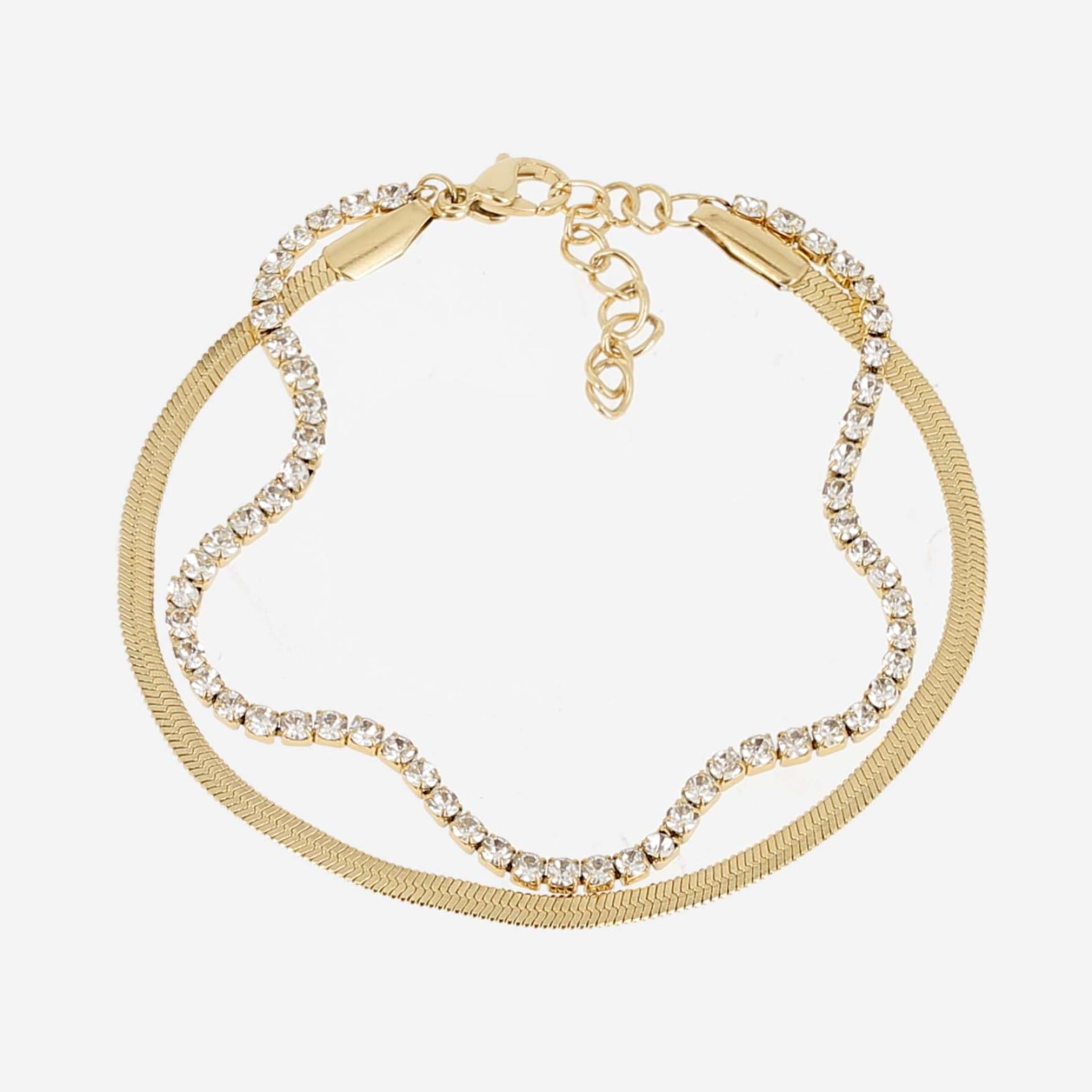 Zag Bijoux Akane Mehrreihiges Armband  Vergoldeter IP Beschichtung Edelstahl mit Zirkonia