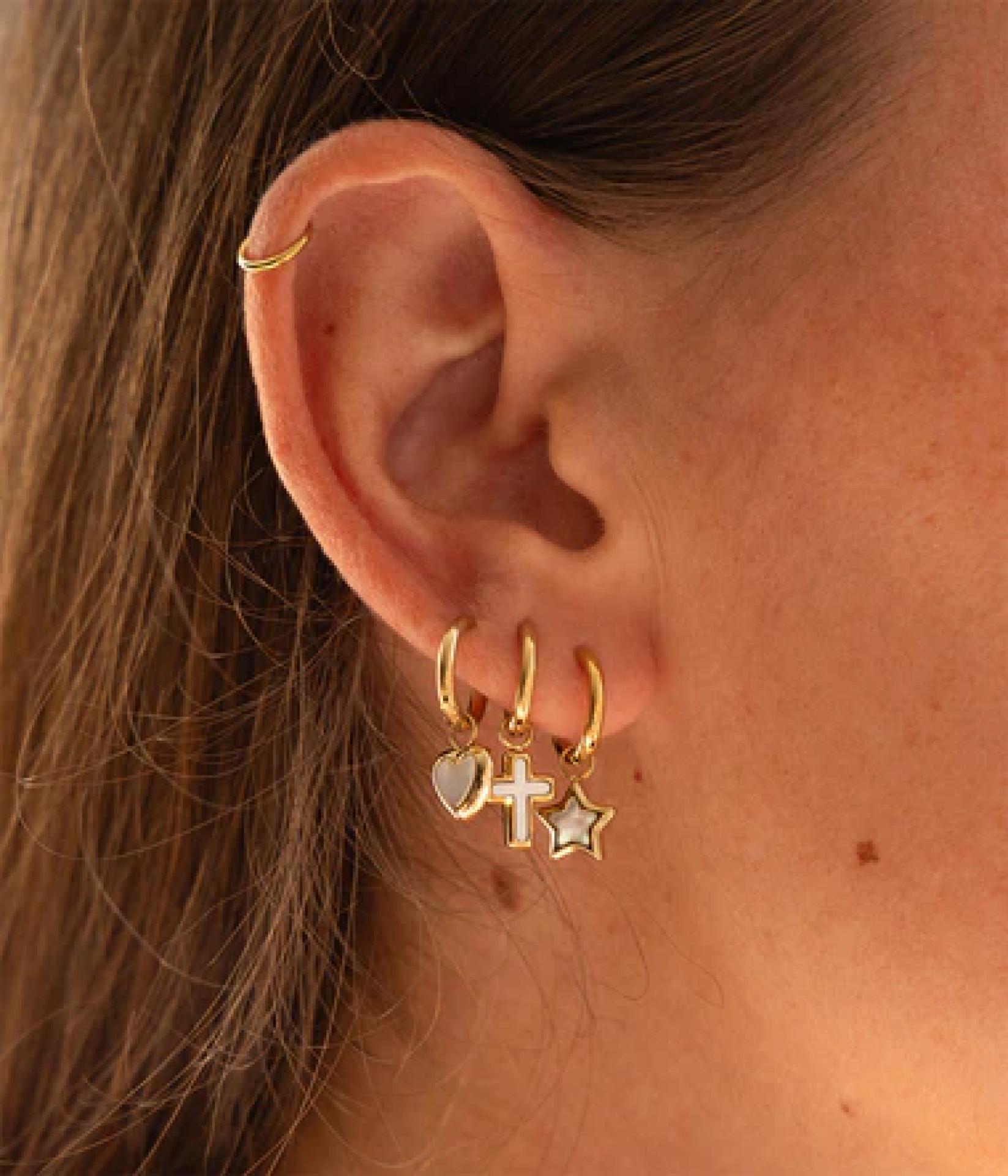 Zag Bijoux Ohrring Polaris Vergoldeter Stahl nacre