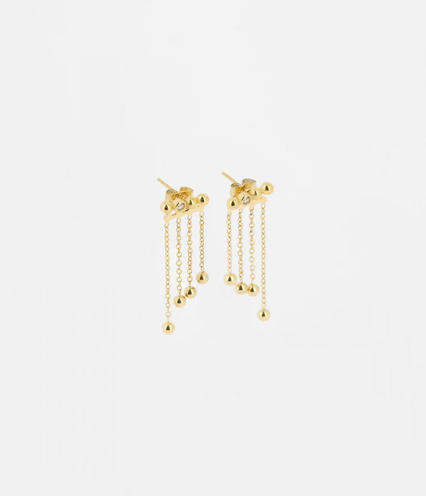 Zag Bijoux EARRINGS MULTI STEEL Zirconium 4 Perlen L30mm - Variante: gold