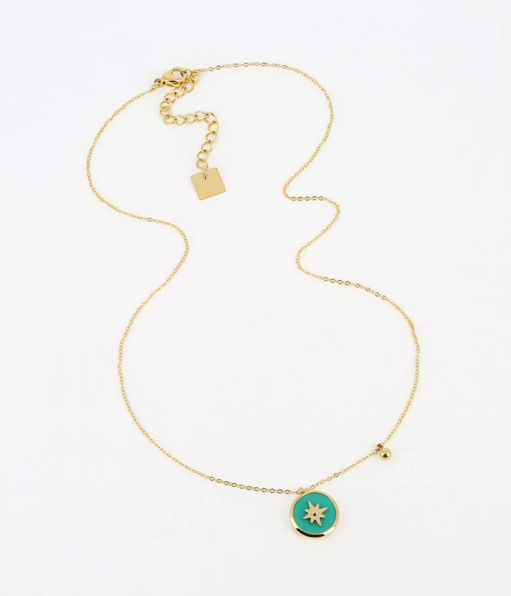 Zag Bijoux Sun Necklace SHORT GOLDEN STEEL - Variante: Green