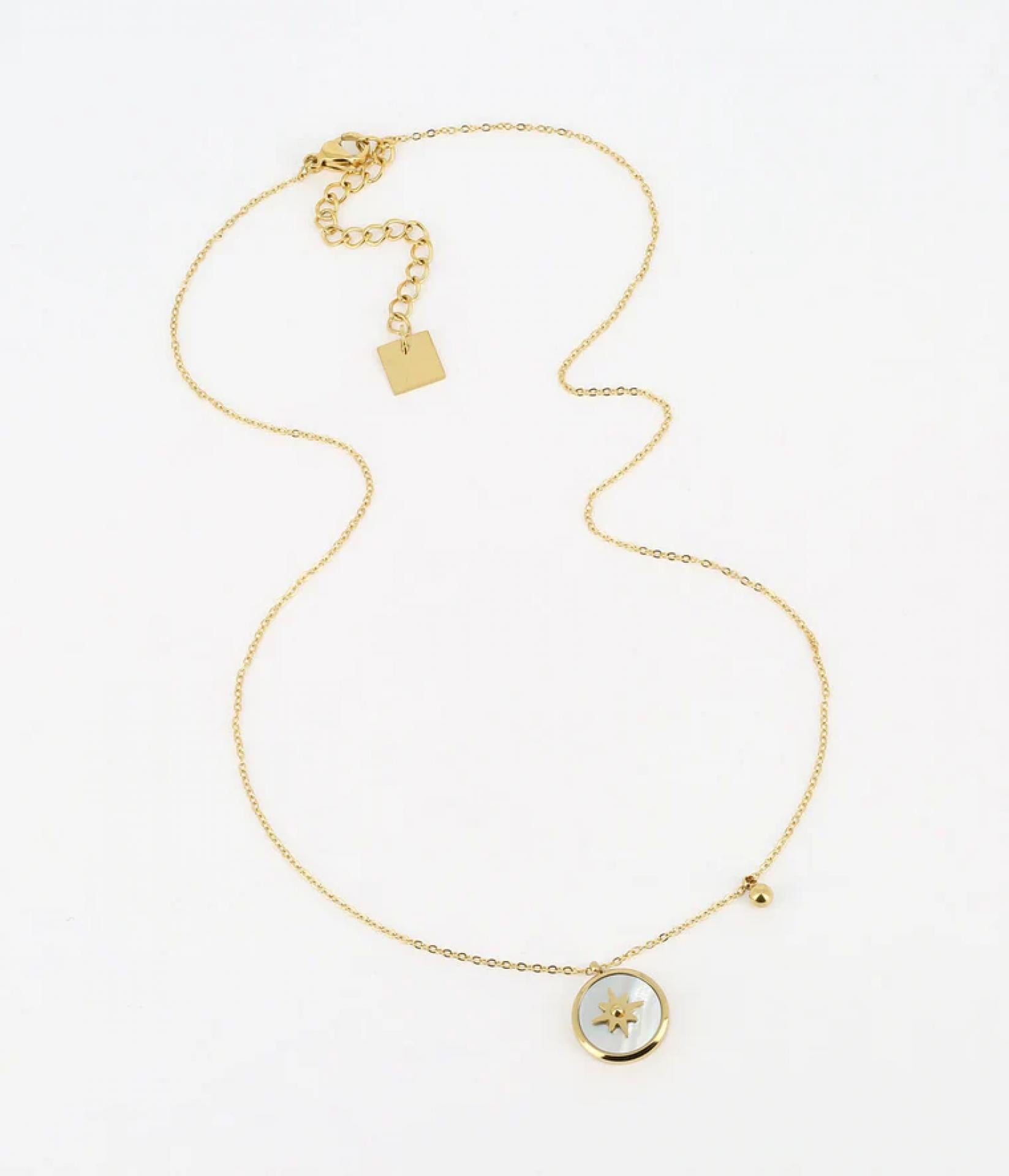 Zag Bijoux Sun Necklace Edelstahl vergoldet Perlmutt